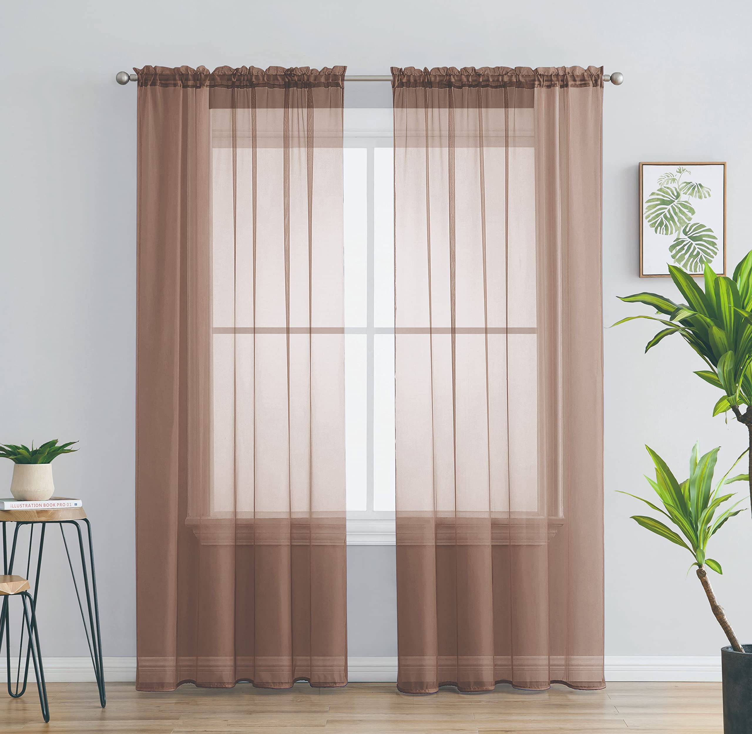 Jenin Home Fashion 2 Panels Sheer Window Curtains 63