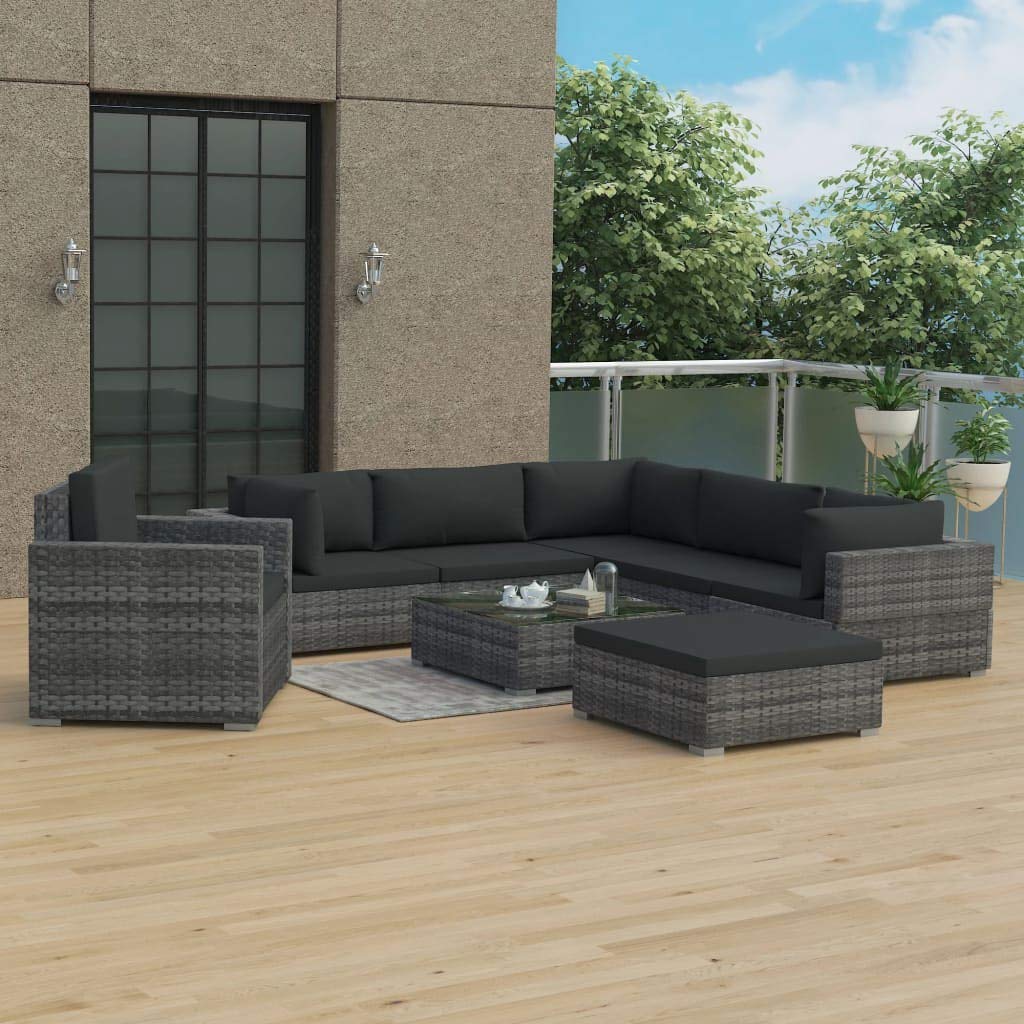 **HLLNME 8-Piece Outdoor Patio Furniture Set - All-Weather PE Wicker Sectional Sofa with Cushions & Coffee Table - Perfect for Garden, Backyard, Poolside, and Patio Relaxation**