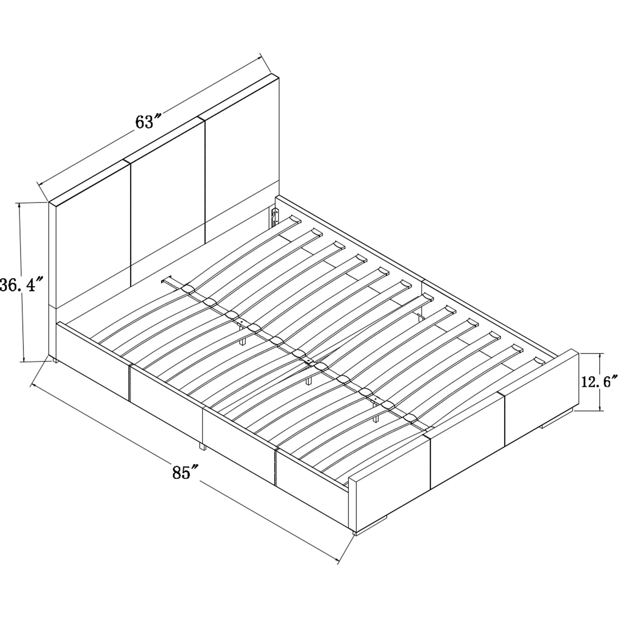 Camden Isle Upholstered Platform Bed Frame - Queen, Gray | Low-Profile Design with Full Slat Support for Bedroom