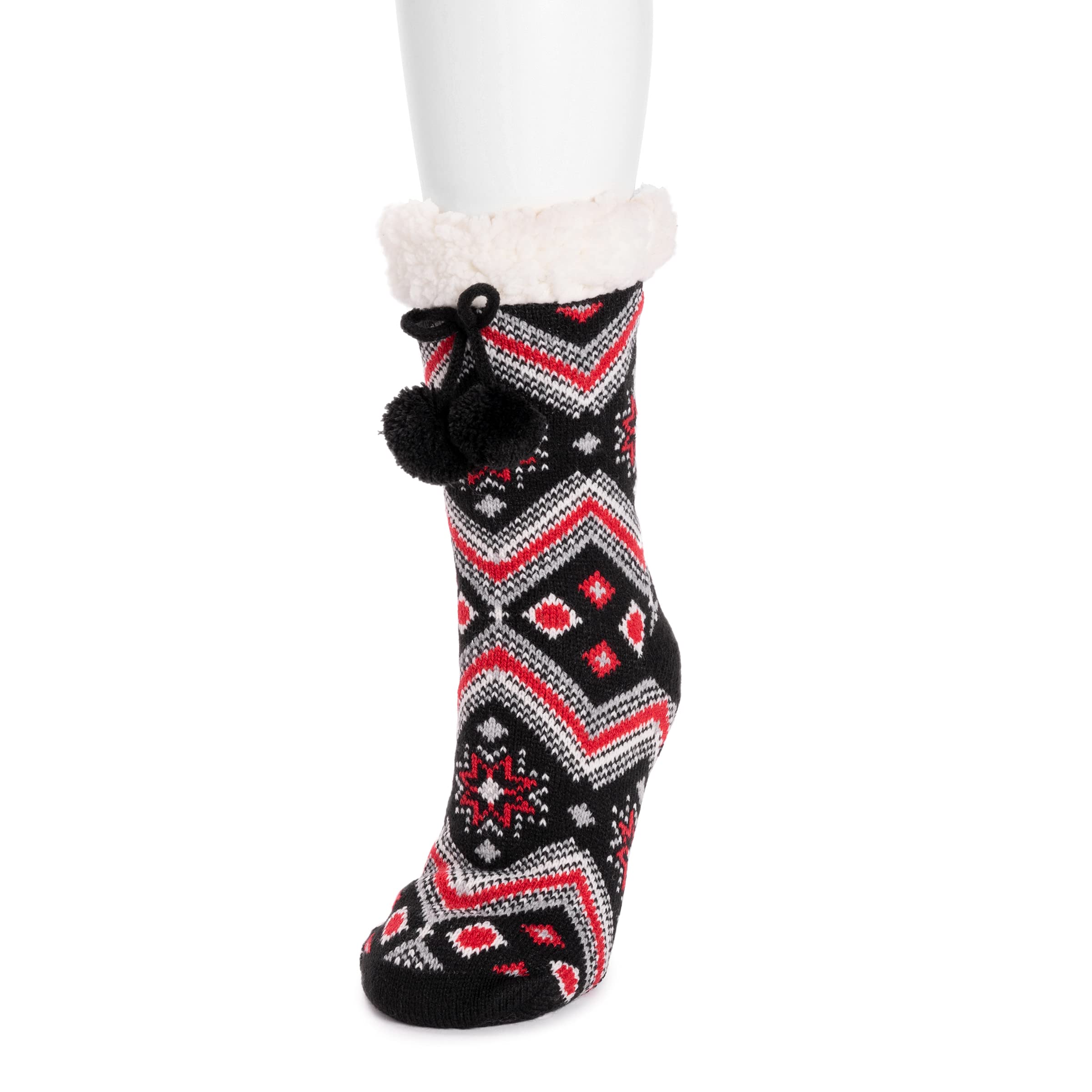 MUK LUKS Women's Cabin Socks - 1 Pair Cozy Knit Winter Socks for Women, Warm Fuzzy House Slipper Socks - Perfect for Home, Lounge & Cold Weather Comfort