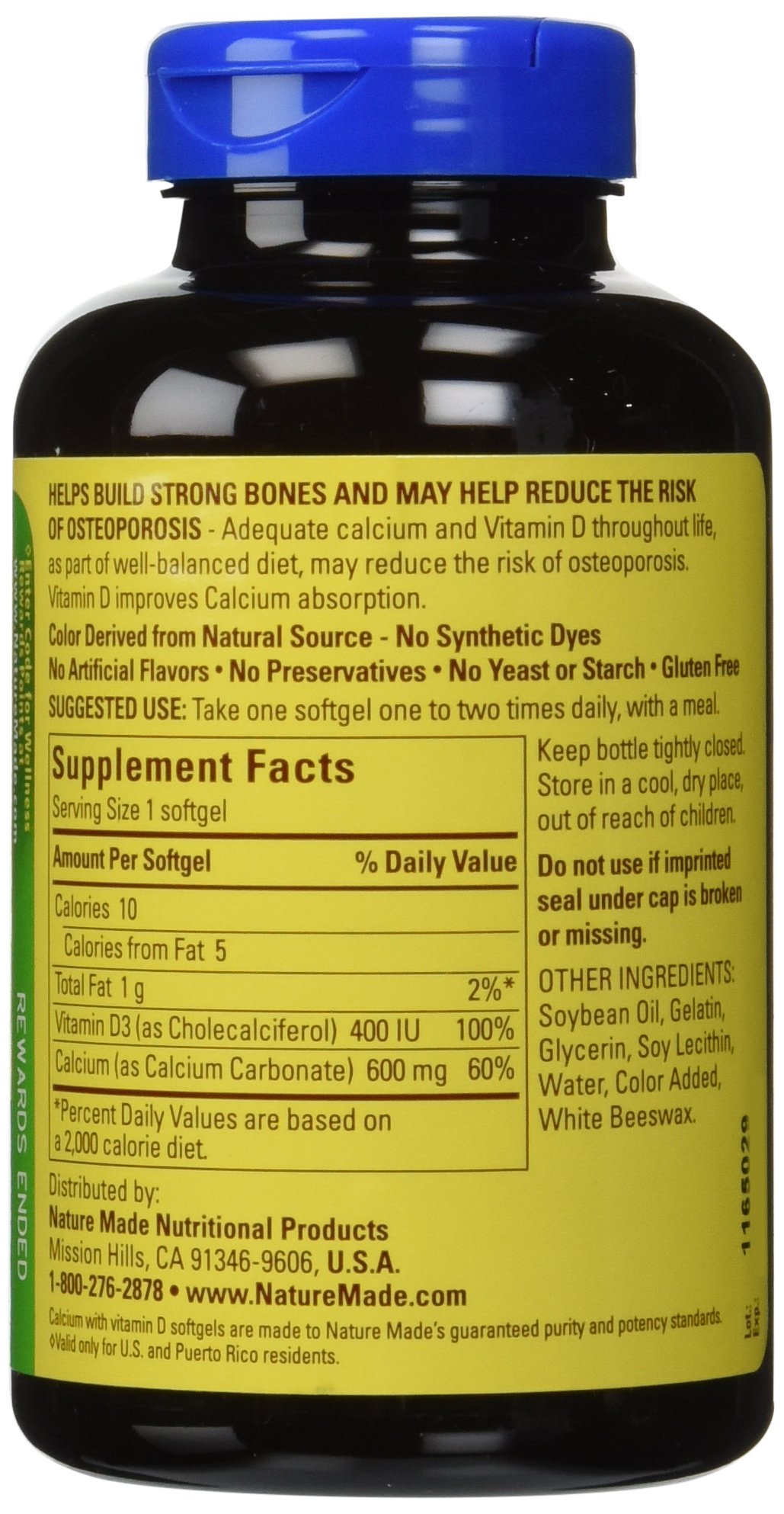 Nature Made Calcium 600mg with Vitamin D3 - 100 Liquid Softgels (6 Pack) - Supports Bone Health & Immune System - Perfect for Adults & Seniors Daily Supplement Routine