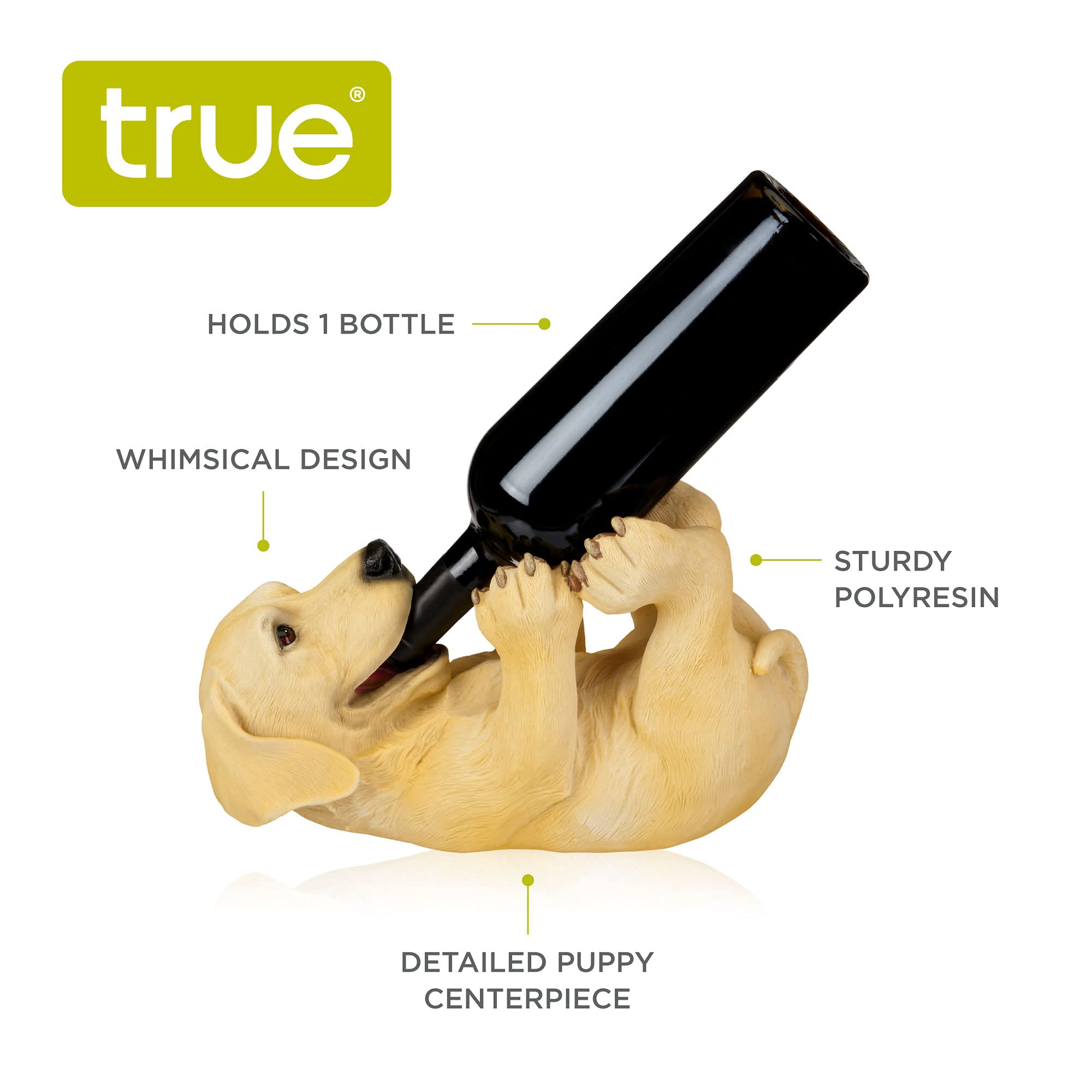 True Lab Playful Pup Bottle Holder - Decorative Wine Rack for Kitchen Countertop, Tabletop, Bar & Home Decor - Perfect for Wine Storage & Kitchen Organization (Set of 1)