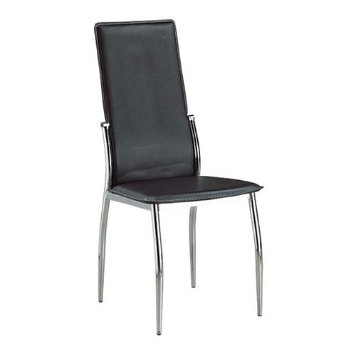 Modern Chrome Legs & Black PU Seat Dining Chairs Set of 2 - Elegant Kitchen & Dining Room Furniture for Home & Restaurant Use