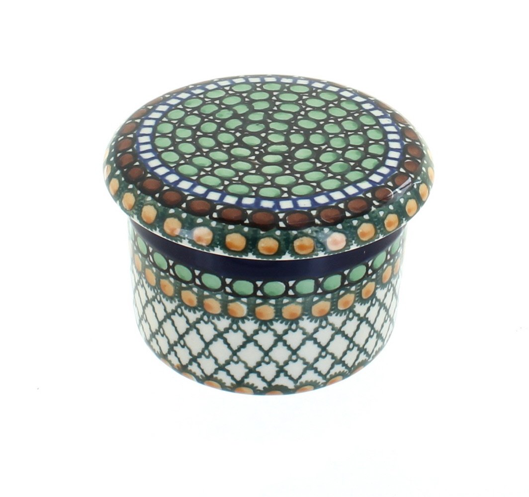 Blue Rose Polish Pottery Butter Dish - Handmade Ceramic French Style Butter Keeper with Lid - Perfect for Kitchen, Dining Table, and Gift Giving