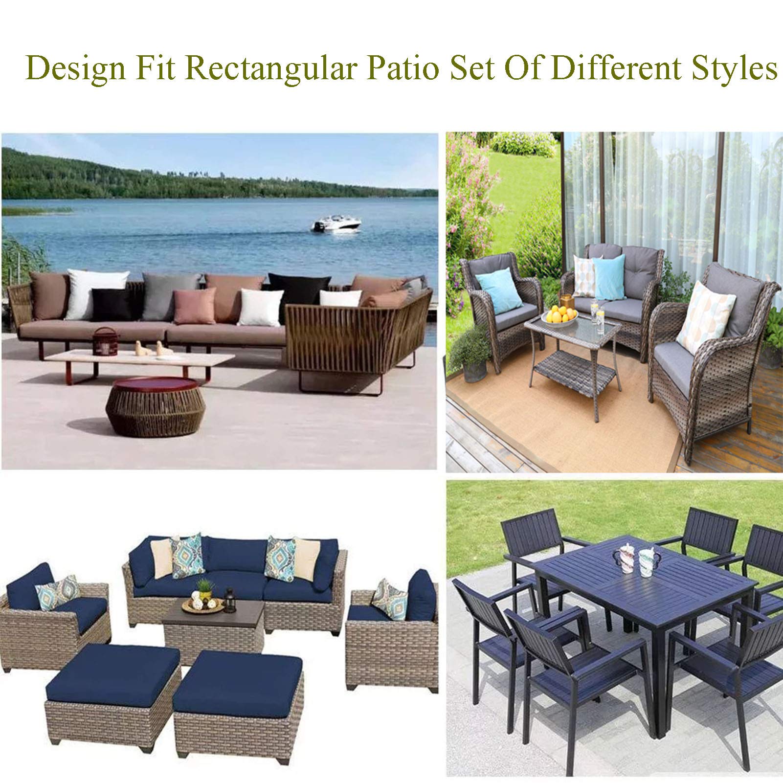 Waterproof Patio Furniture Covers 138x102x35in - UV Resistant Outdoor Table Covers for Garden, Deck & Backyard - Heavy Duty Snow & Rain Protection for Rectangular & Square Furniture - Perfect for All Seasons Use