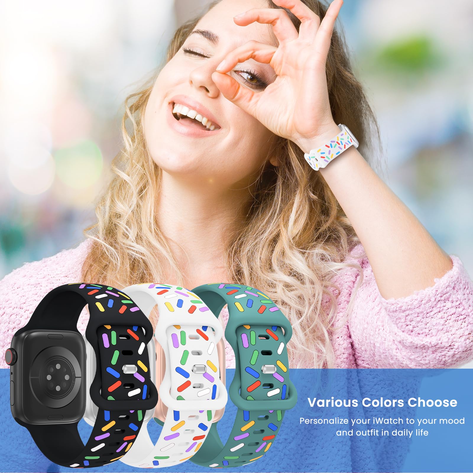 Sport Silicone Bands for Apple Watch 38mm 42mm 40mm 44mm 41mm 45mm 49mm - Soft Pride Edition Replacement Strap Compatible with iWatch Series 9/8/7/SE/6/5/4/3/2/1/Ultra - Comfortable Wristband for Women & Men - Perfect for Gym, Running & Everyday Wear