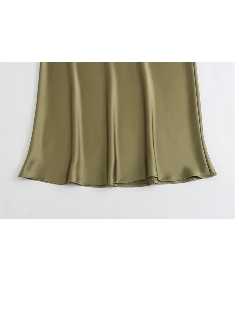 HH TRAF Women's High Waisted Midi Skirt - Elegant Satin Bodycon Mermaid Skirt for Women, Sexy Tight Long Skirt for Party, Date Night, Office Wear & Casual Outfits