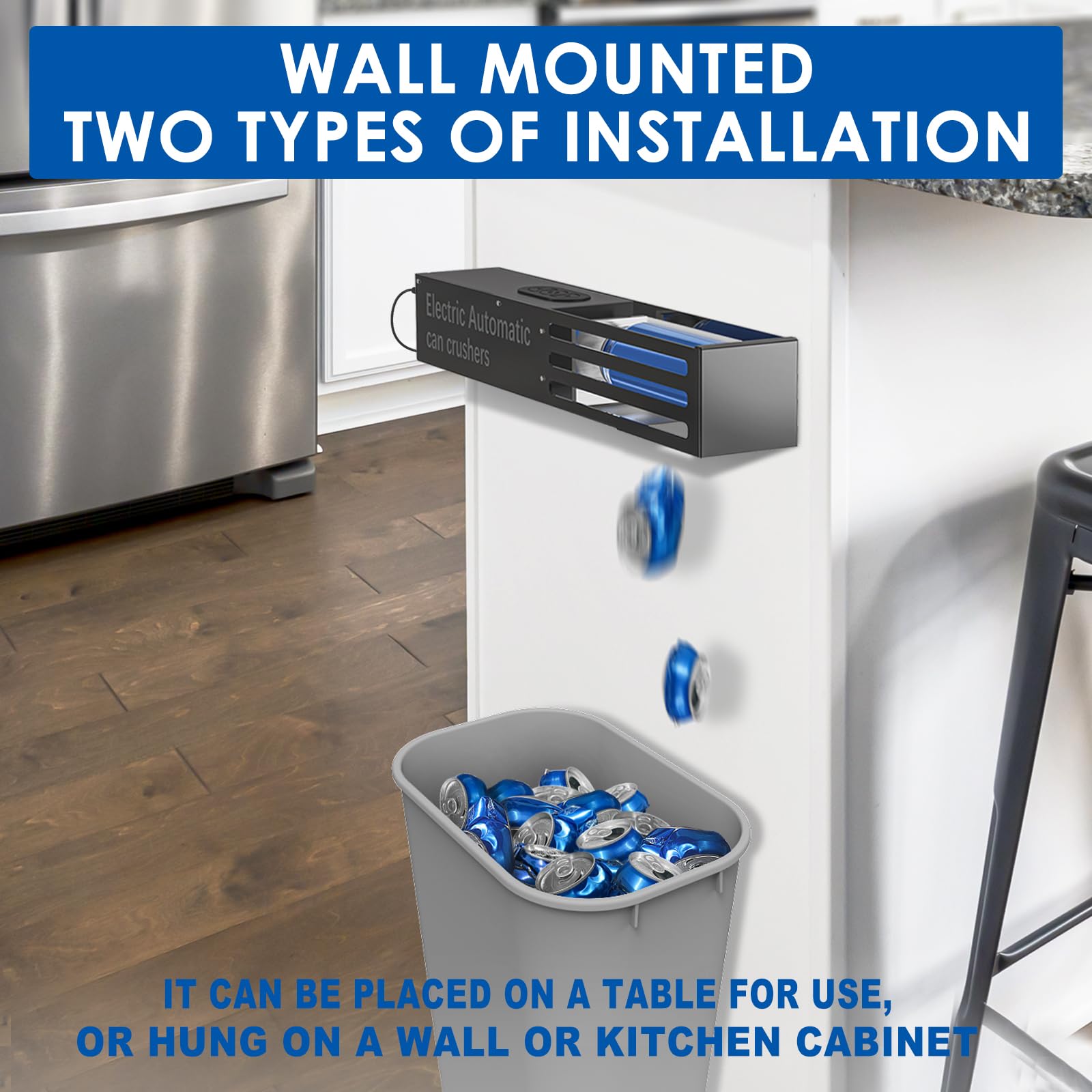 YOTAN Automatic Electric Can Crusher for Recycling - Wall Mounted Aluminum Can Compactor for 8oz, 12oz & 16oz Cans (Soda, Beer, Seltzer) - Perfect for Home, Garage & Recycling Centers
