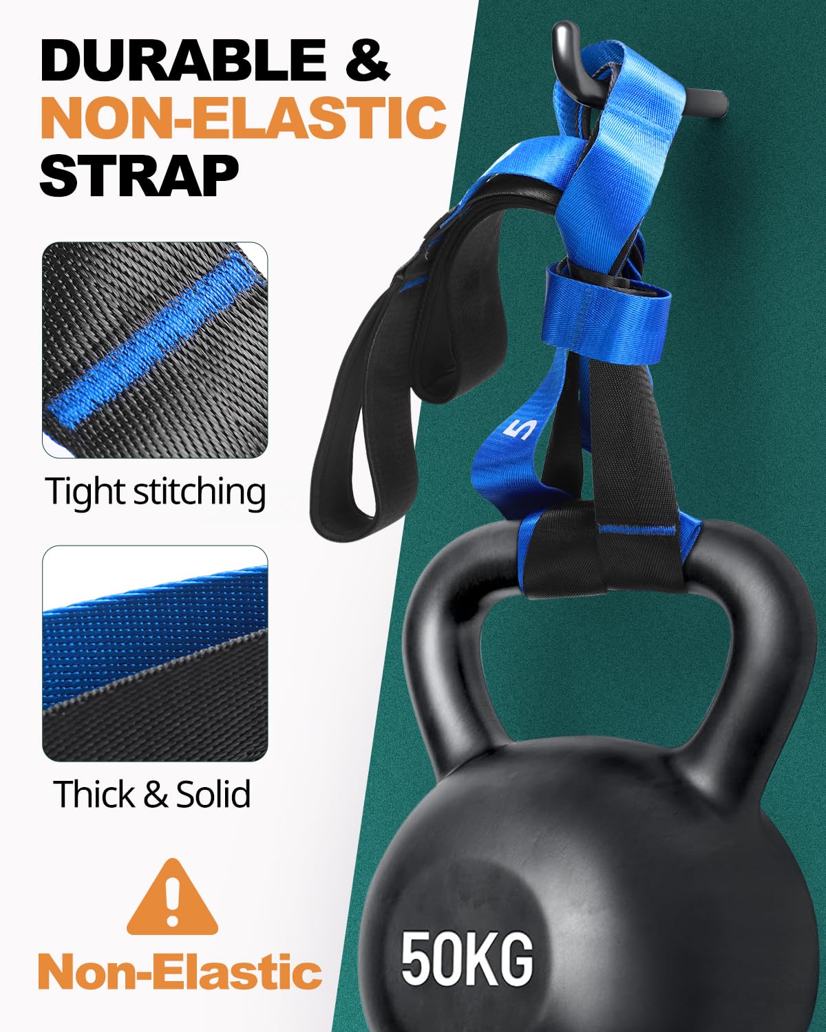 Trideer Non-Elastic Yoga Stretching Strap with 10 Loops - Durable Nylon Physical Therapy Band for Exercise, Pilates & Gymnastics - Includes Training Manual & Poster - Perfect for Home Workouts, Yoga Studios & Physical Therapy Sessions