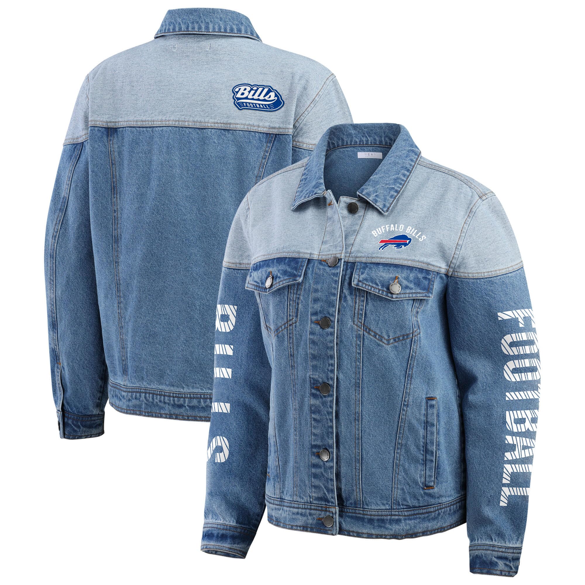 WEAR by Erin Andrews Women's NFL Full-Button Jacket - Officially Licensed Football Jacket for Women - Perfect for Game Day, Tailgating & Casual Wear
