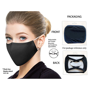 BODICO Washable Black Face Mask - Reusable & Breathable for Daily Use, Workouts, and Travel - 84158