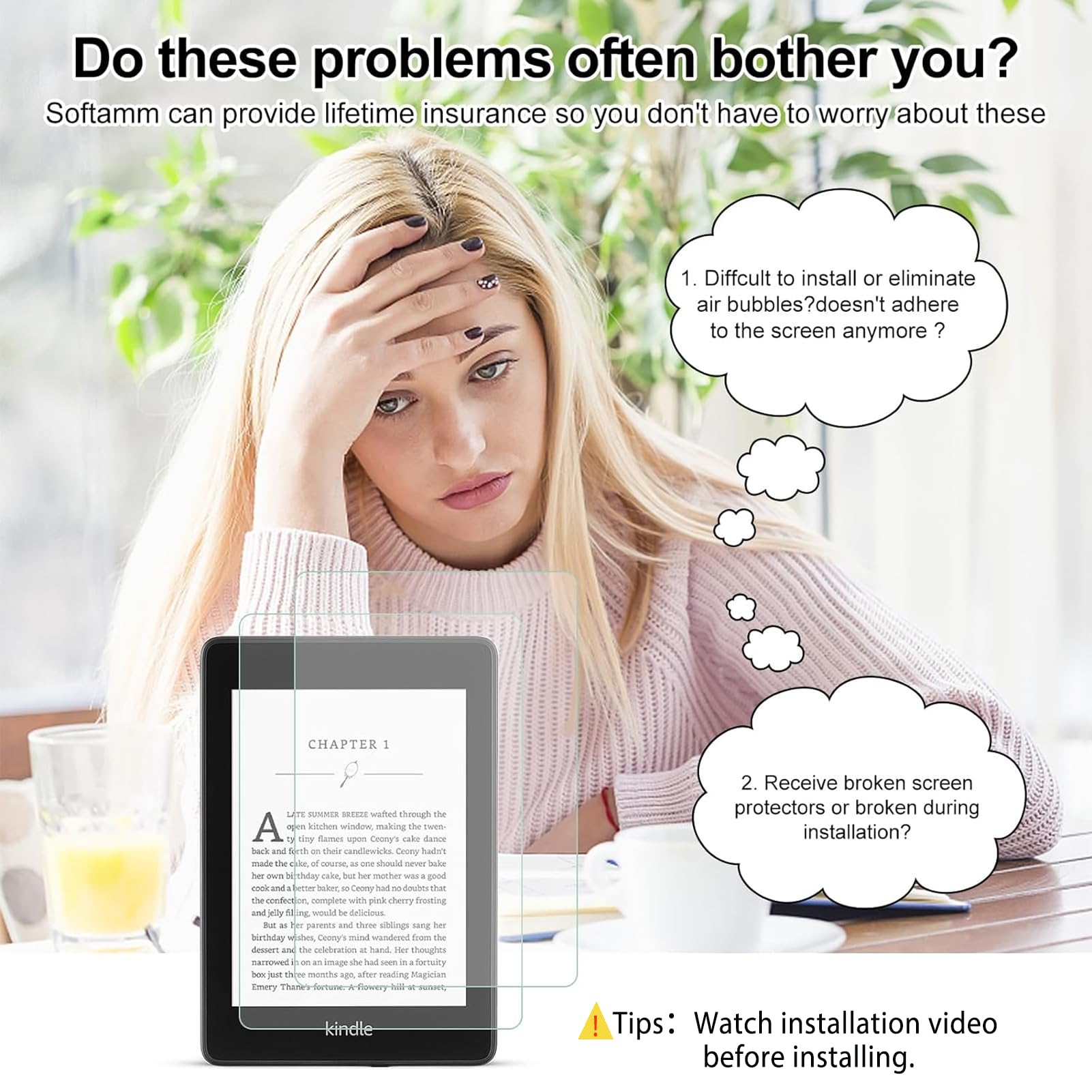2 Pack Anti Blue Light Screen Protector for Kindle Paperwhite 11th Gen - Scratch Resistant for Reading Comfort