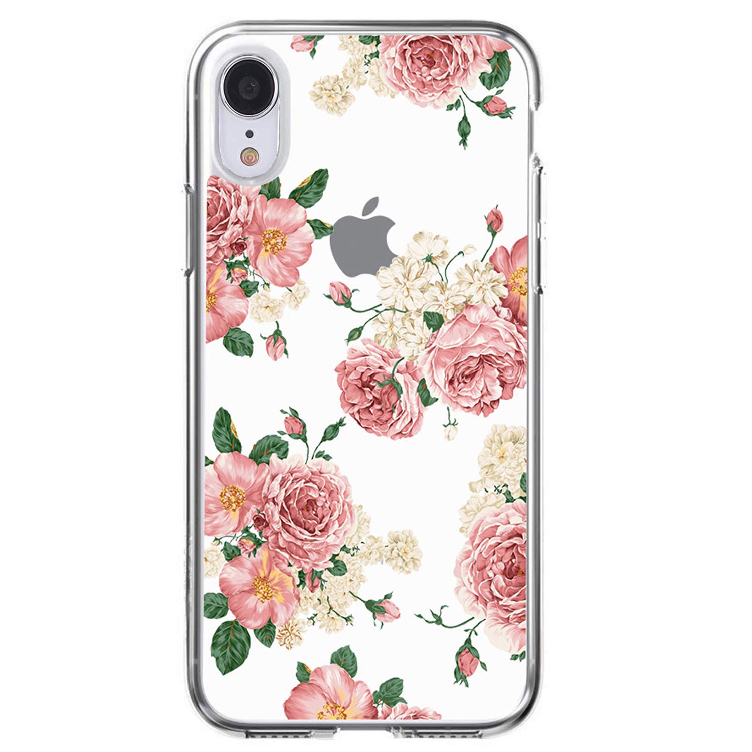 **iPhone XR Case with Floral Design - Slim, Shockproof, Clear TPU Soft Flexible Cover for iPhone XR 6.1