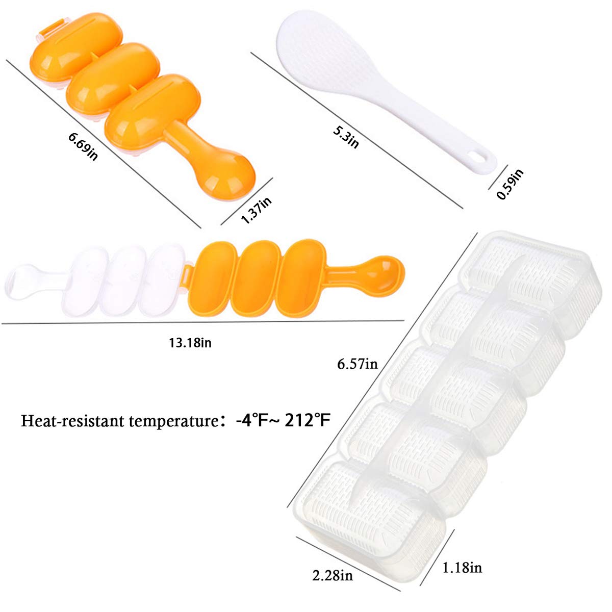 DIY Sushi Molds & Rice Ball Maker Kit - Includes Sushi Rice Shape Press, Rice Ball Shaker with Paddle - Perfect for Homemade Sushi, Onigiri & Bento Box Lunch Prep