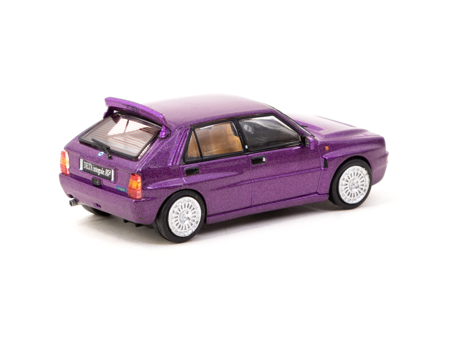 Tarmac Works 1/64 Scale Lancia Delta HF Integrale Viola Diecast Model Car - Collectible Miniature for Display, Racing Enthusiasts & Diecast Collectors
