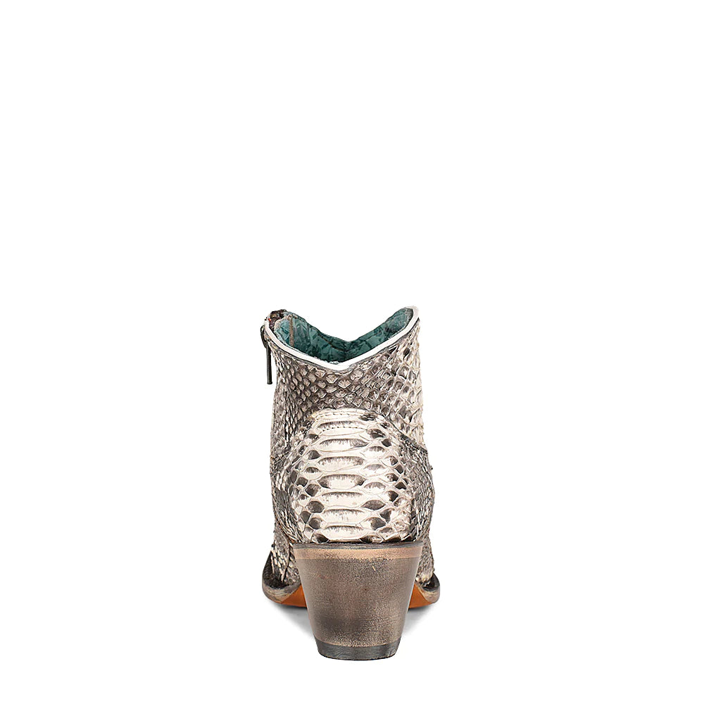 A4319 M Corral White Western Cowgirl Python Ankle Boots for Women - Stylish & Comfortable Cowboy Boots for Country Dancing, Rodeo, and Everyday Wear