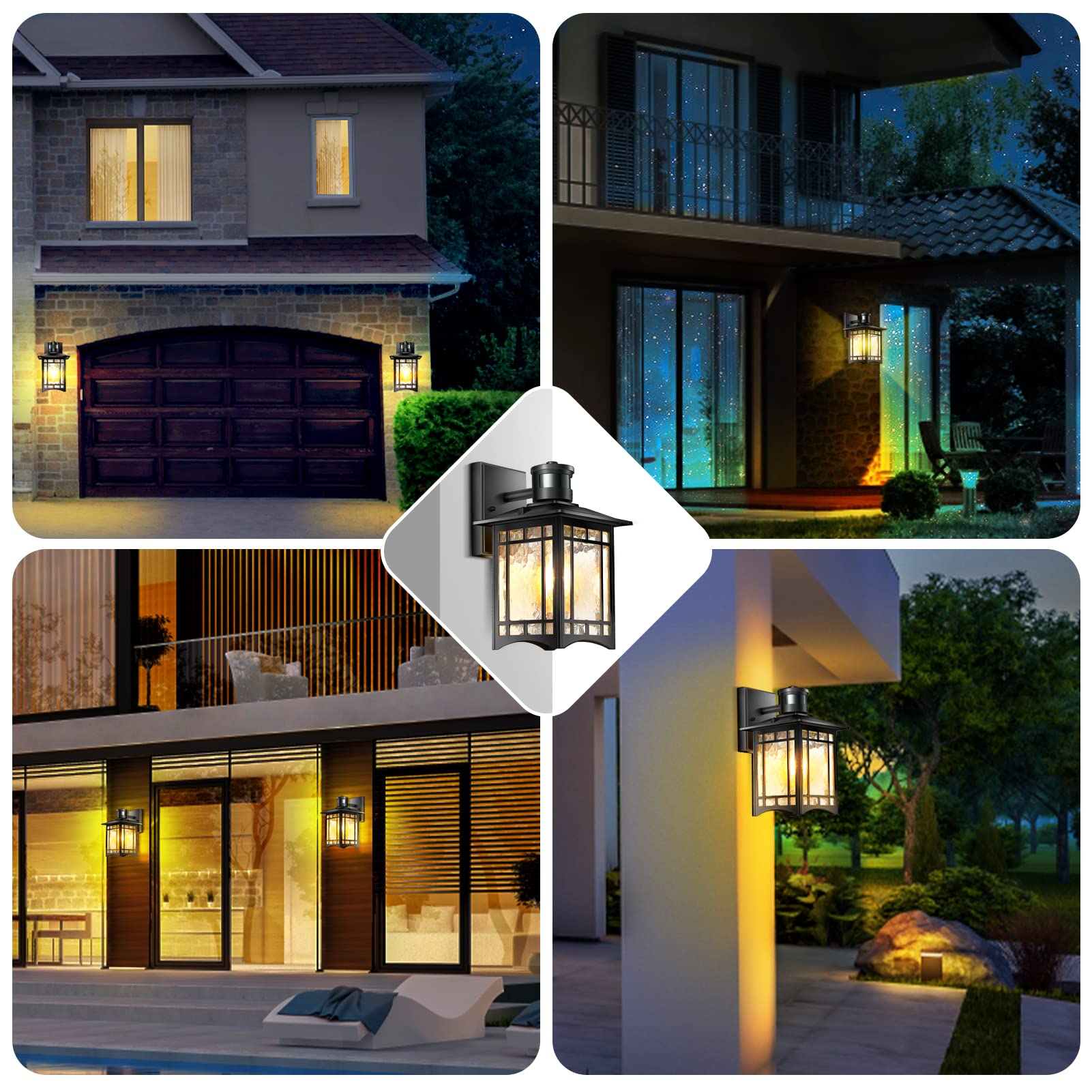 **Motion Sensor Outdoor Lights - Black Wall Sconce with Dusk to Dawn Sensor, Waterproof & Anti-Rust Exterior Lighting for House, Patio, Front Porch, and Doorway - Perfect for Security and Nighttime Illumination**