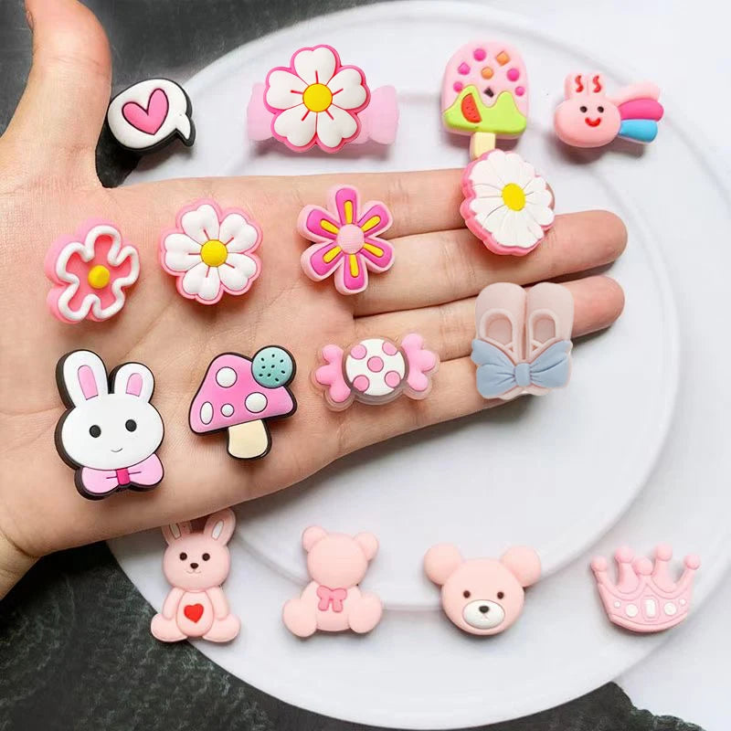 1Pcs Cute Pink Shoe Charms Pin for Crocs - DIY Shoe & Wristband Accessories for Women & Kids - Perfect for Party, Christmas Gifts & Everyday Decoration