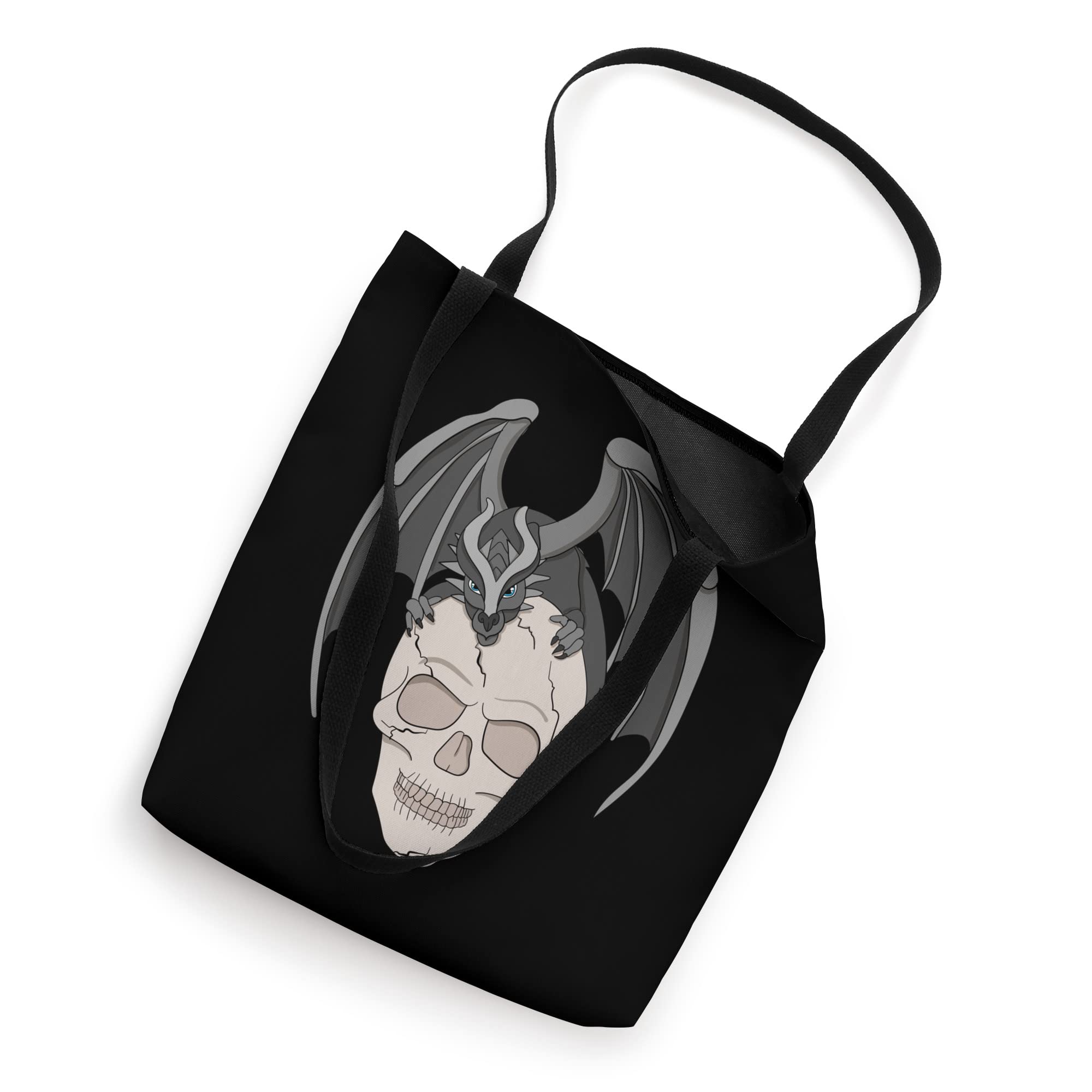 Skeleton Skull Tote Bag with Dragon for Gothic Fashion