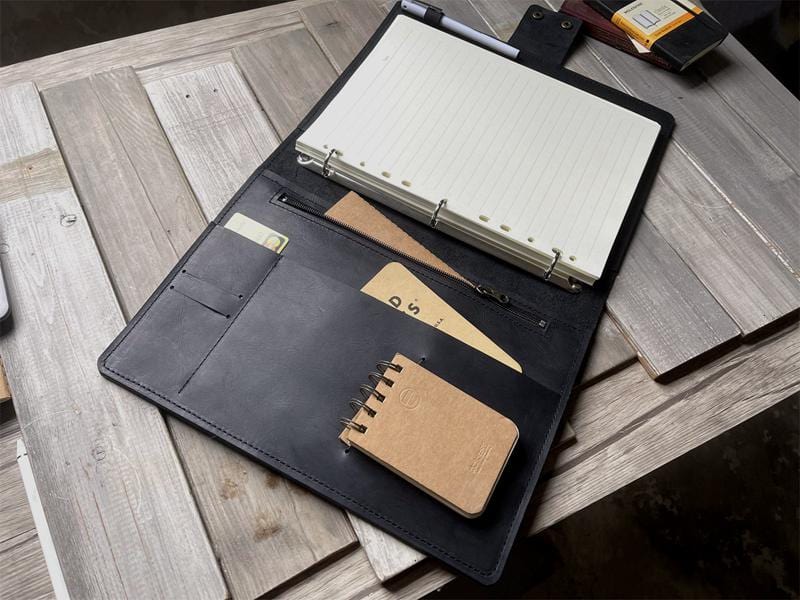 Personalized Black A4 Leather Journal - Custom Name Notebook for Writing, Sketching & Travel - Perfect Gift for Writers, Artists & Professionals
