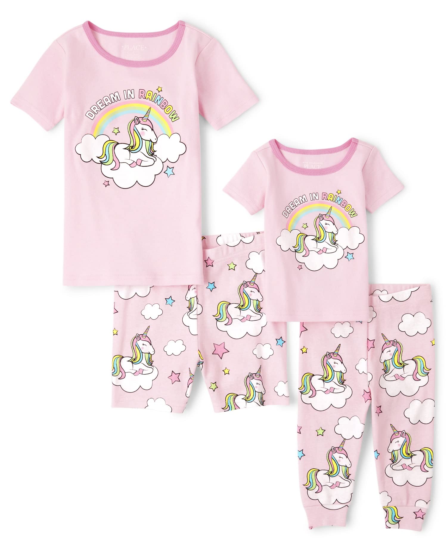 The Children's Place Girls' Short Sleeve Pajama Set - Cute Cotton PJs for Kids, Sleepwear & Lounge Wear for Girls, Perfect for Bedtime, Sleepovers & Relaxing at Home