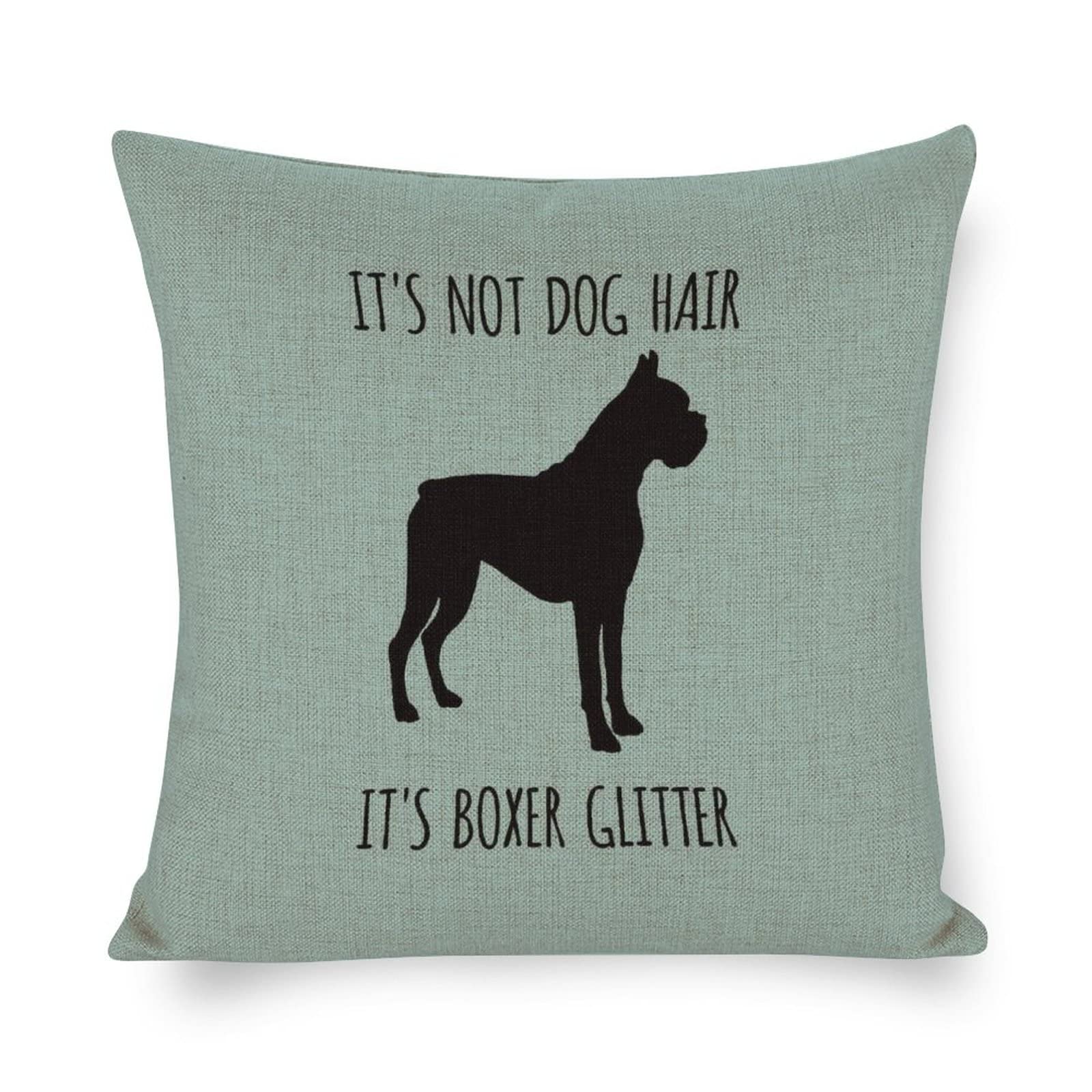 Boxer Dog Pillow Cover 16x16 Inches - Funny Boxer Glitter Dog Hair Design - Perfect Gift for Boxer Lovers, Dog Moms & Home Decor - Great for Living Room, Bedroom & Dog Lover Gifts