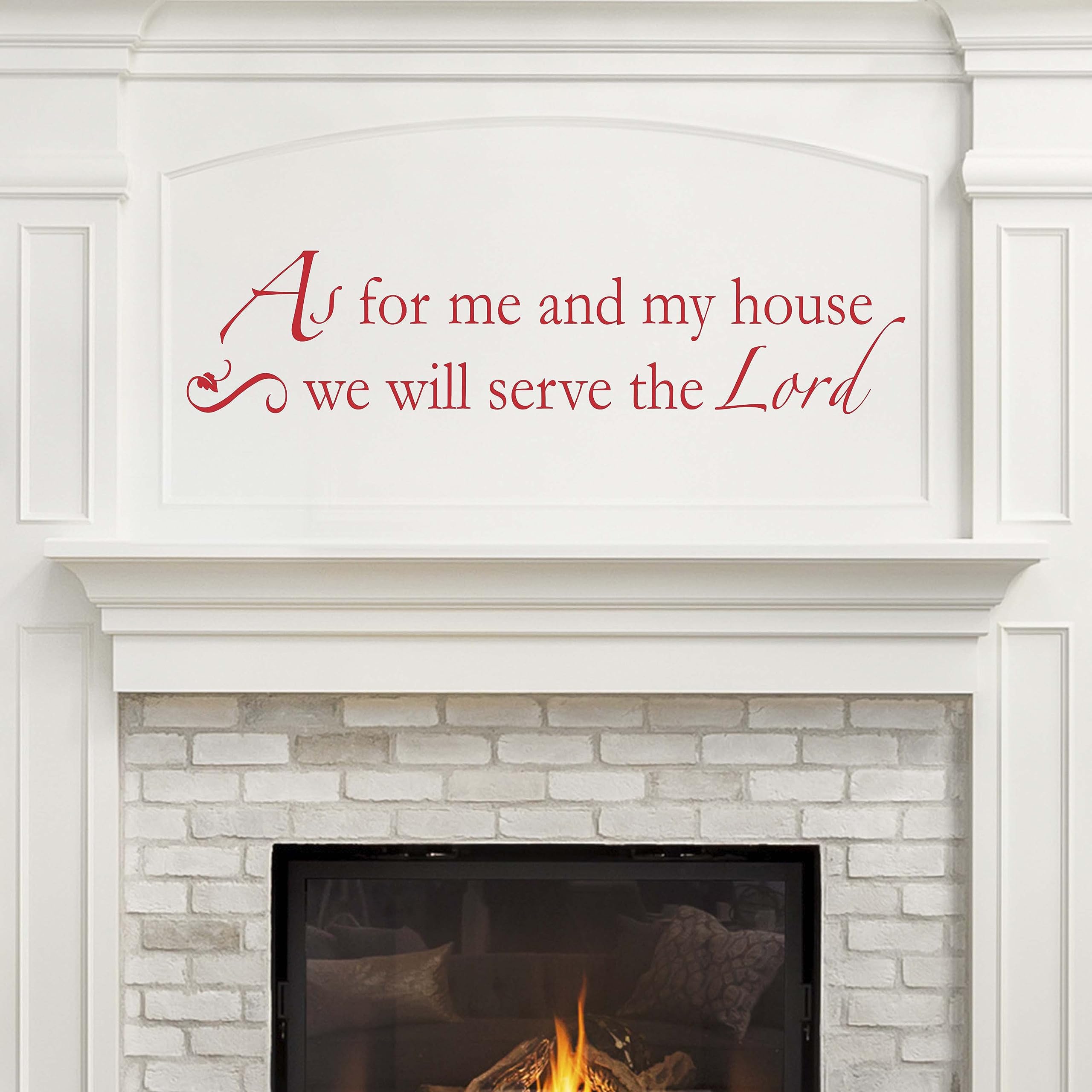 Religious Wall Decal Sticker - As for Me and My House We Will Serve The Lord - Christian Faith Home Decor in Red | Perfect for Living Room, Bedroom, Church & Office Inspiration