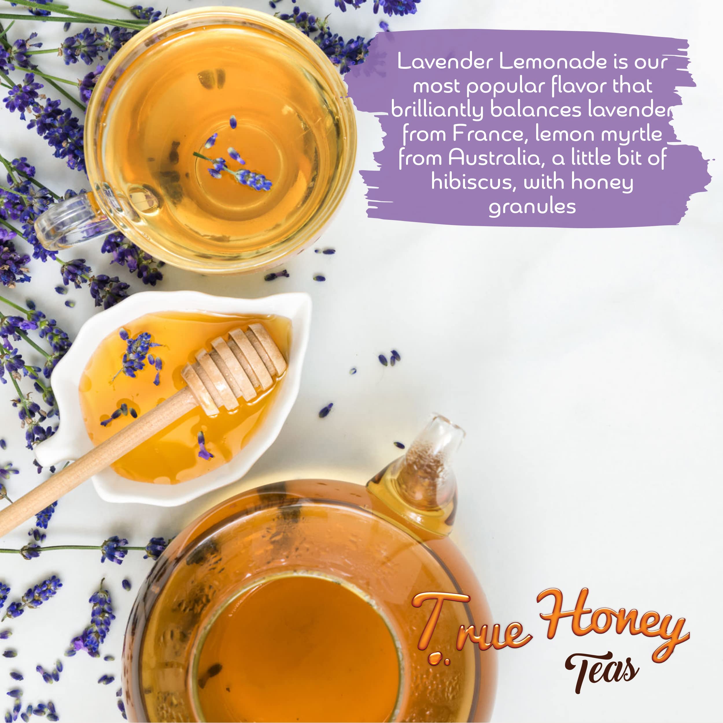 Organic Lavender Lemonade Tea Bags - Caffeine-Free Herbal Tea for Sleep & Stress Relief - 24 Count - Perfect for Relaxation & Nighttime