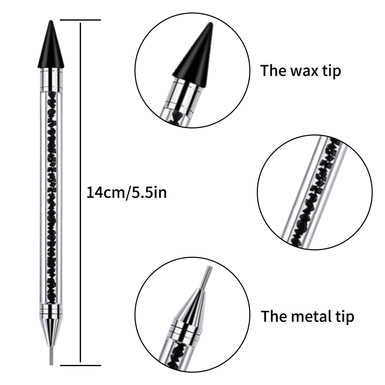 2 Pack Rhinestone Picker Tool with 4 Wax Tips - Dotting Pen & Wax Pencil for Gemstones, Nail Art, Jewelry Making - Perfect for DIY Bedazzling, Nail Decoration & Craft Projects