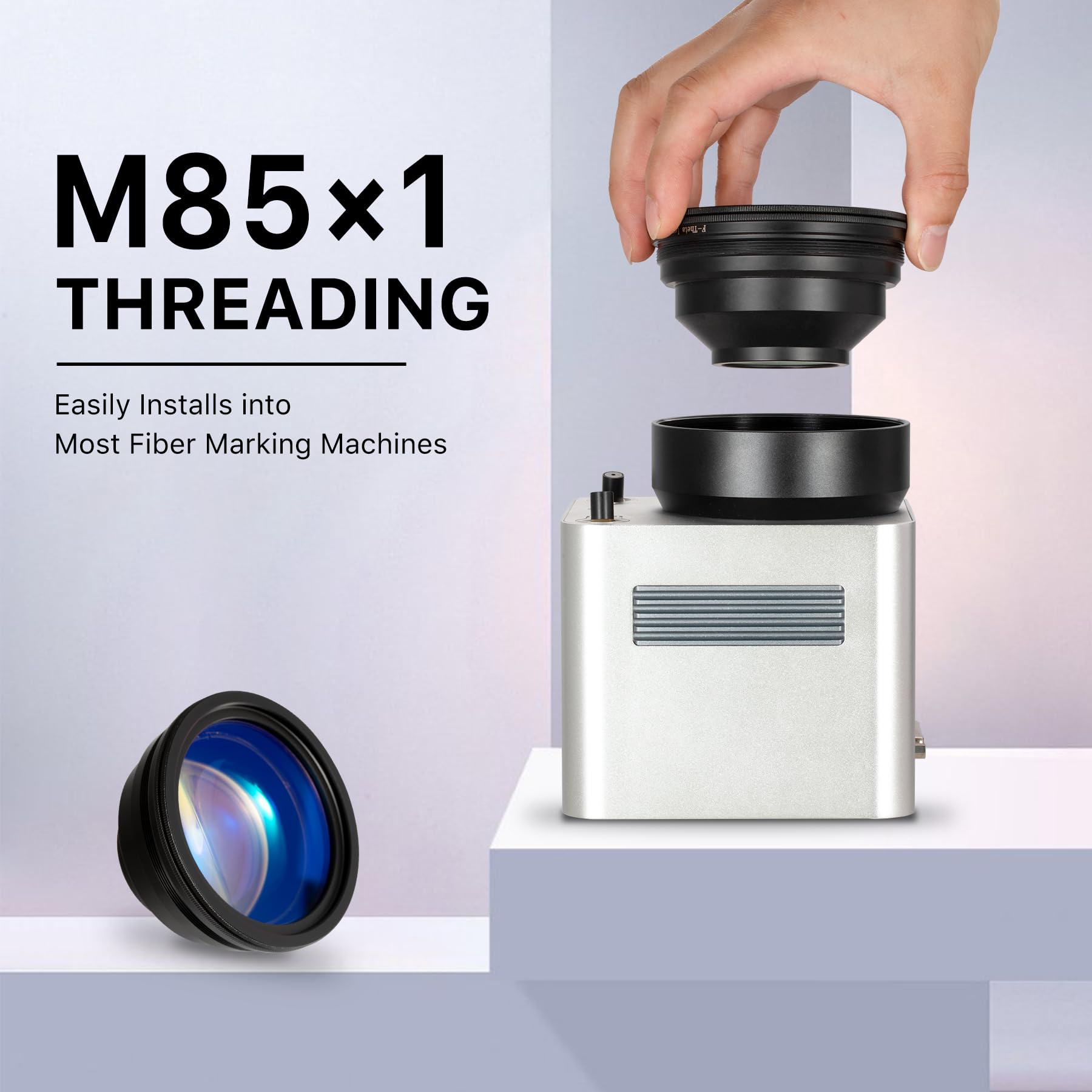 Cloudray F-Theta Lens - 175x175mm FL254mm M85 Fiber Laser Scan Lens for 1064nm Laser Machines | High-Precision Engraving & Cutting for Metal, Wood, Acrylic