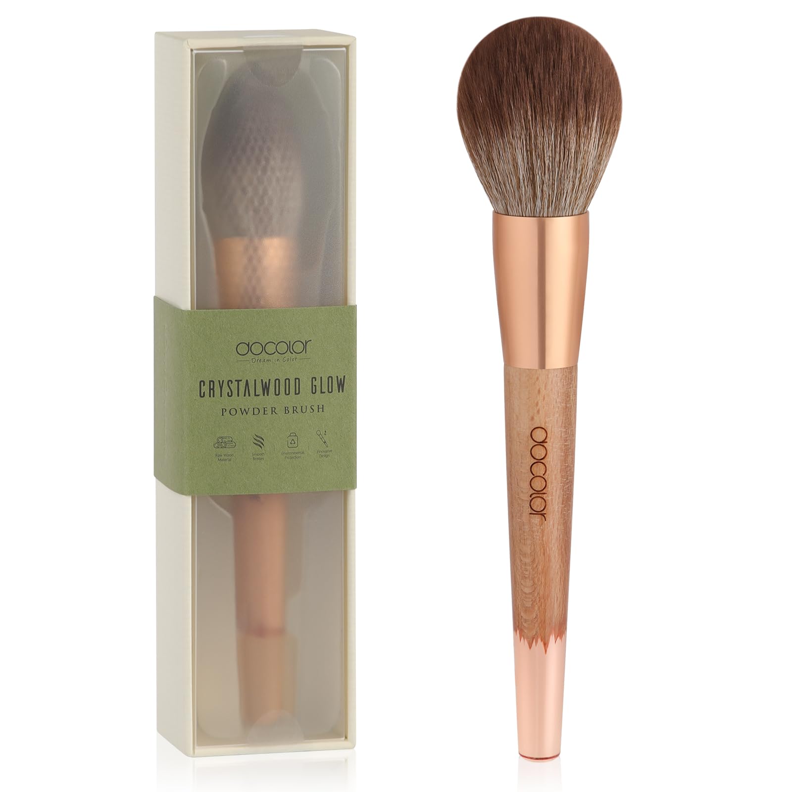 docolor Large Powder Brush for Setting Powder, Bronzer & Blush - Vegan Makeup Brush with Synthetic Bristles | Full Face Coverage, Cruelty-Free & Gift Box Included | Perfect for Professional Makeup & Everyday Beauty Routine