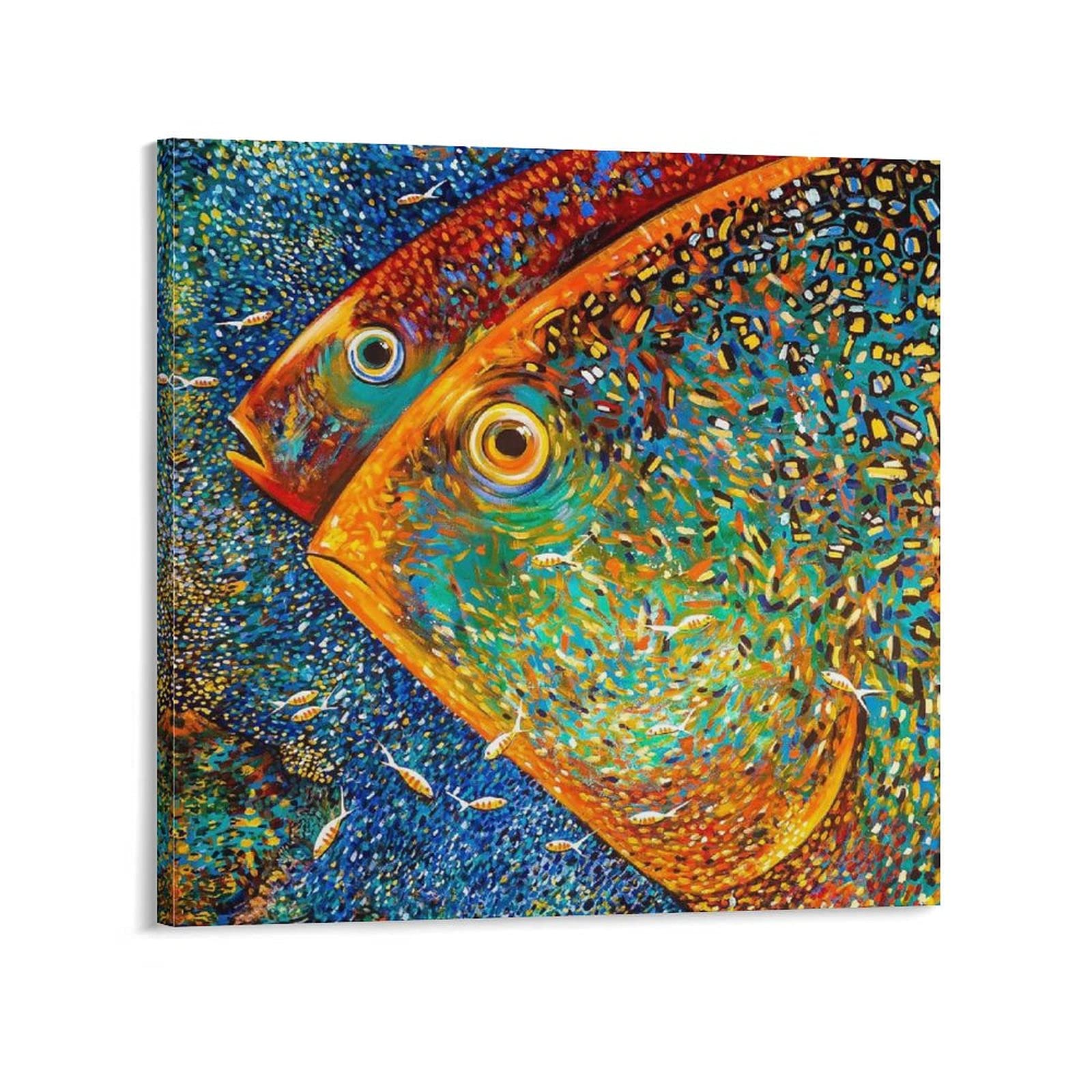 Rumlly 16x16 Inch (40x40cm) Goldfish Abstract Canvas Wall Art - Framed Poster Painting for Living Room, Bedroom & Office Decor - Modern Home Wall Decor
