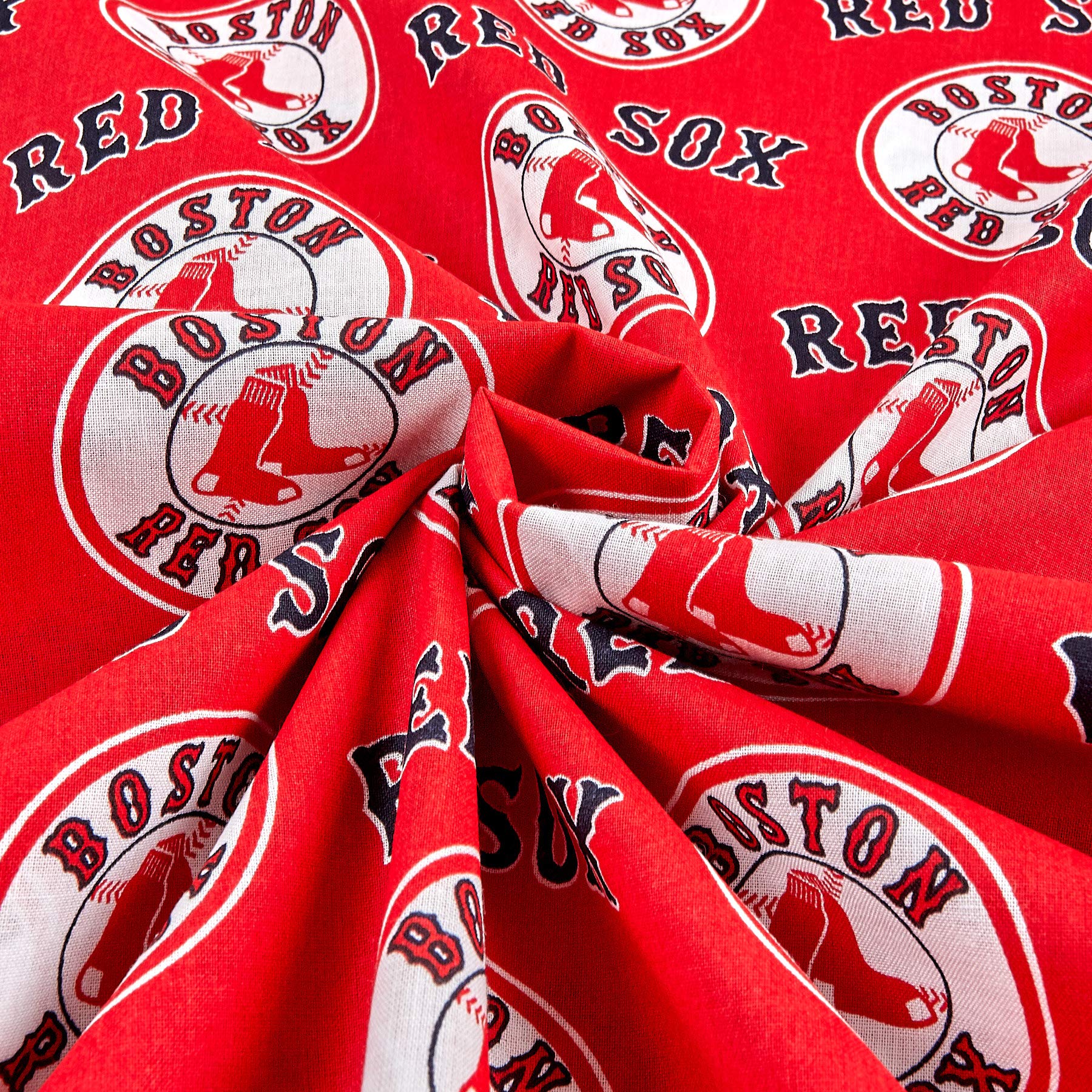 MLB Cotton Broadcloth Fabric by the Yard - Boston Red Sox Red & Blue Team Colors - Perfect for DIY Baseball Jerseys, Quilting & Sports-Themed Crafts