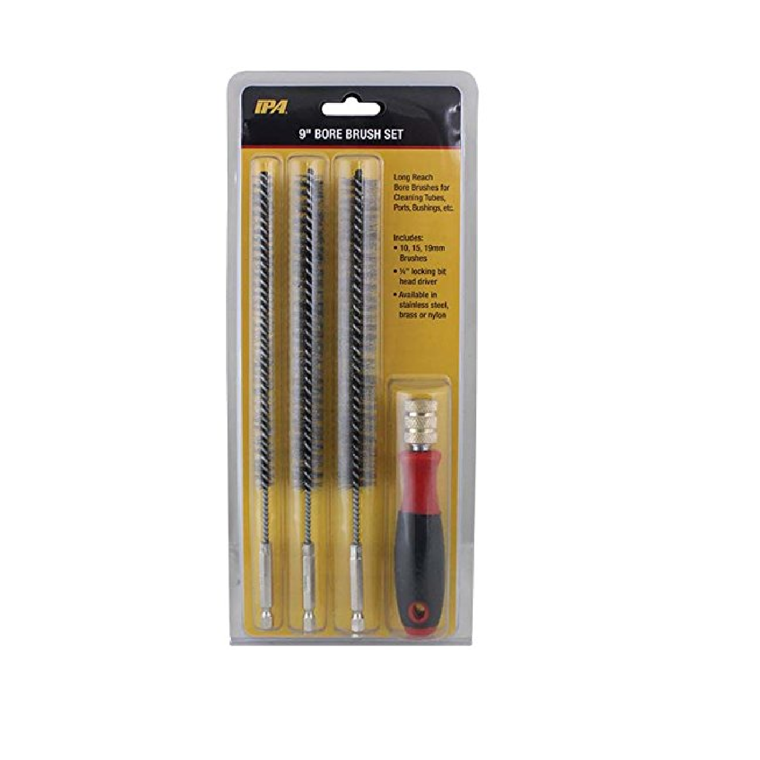 8083 9 Bore Stainless Steel Brush Set with Drive Handle - Professional Gun Cleaning Kit for Rifle & Pistol Barrels - Perfect for Firearm Maintenance & Hunting Gear Care