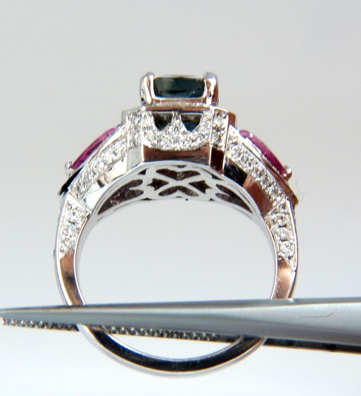 6.19ct GIA Certified Natural Unheated Green Blue Sapphire Diamond Ring for Engagement, Wedding & Special Occasions