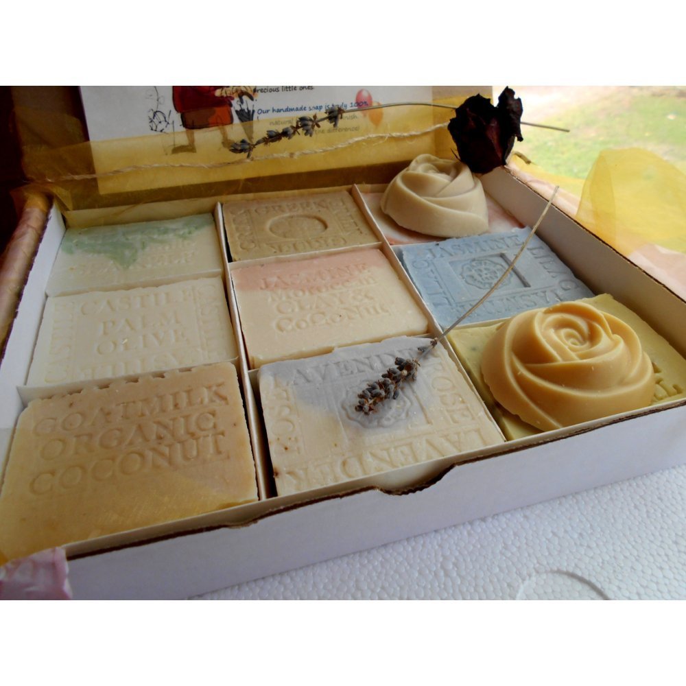 Natural Handcrafted Soap Gift Set - 12 Bar Organic Soap Collection for Mothers & Babies | Artisan Variety Pack | Perfect for Sensitive Skin Care, Baby Bath Time & Thoughtful Gifts