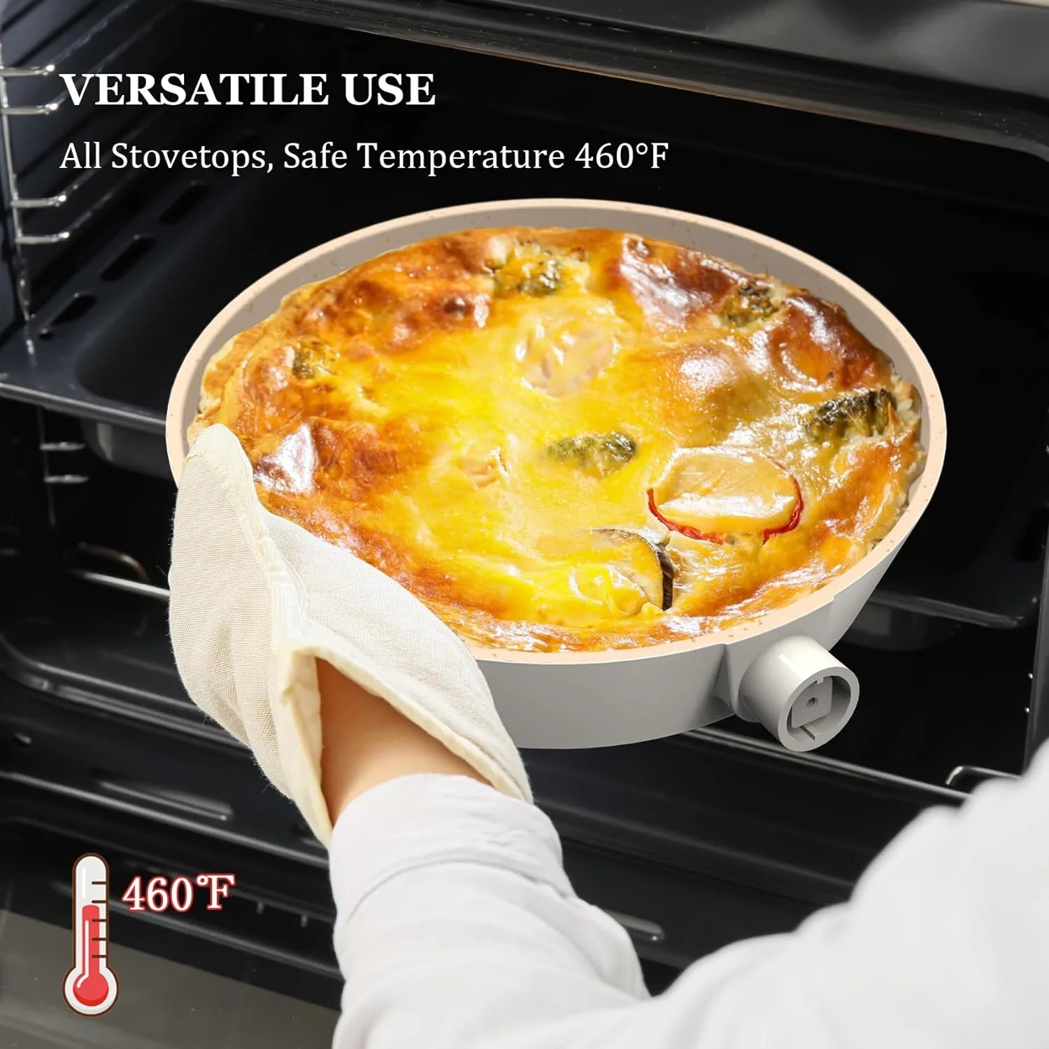 Premium Cream White Granite Nonstick Cookware Set - 10-Piece Kitchen Pots & Pans Set with Stay-Cool Handles - Perfect for Frying, Sautéing & Boiling - Ideal for Gas, Electric & Induction Stovetops - Easy Clean & Even Heat Distribution for Everyday Cooking