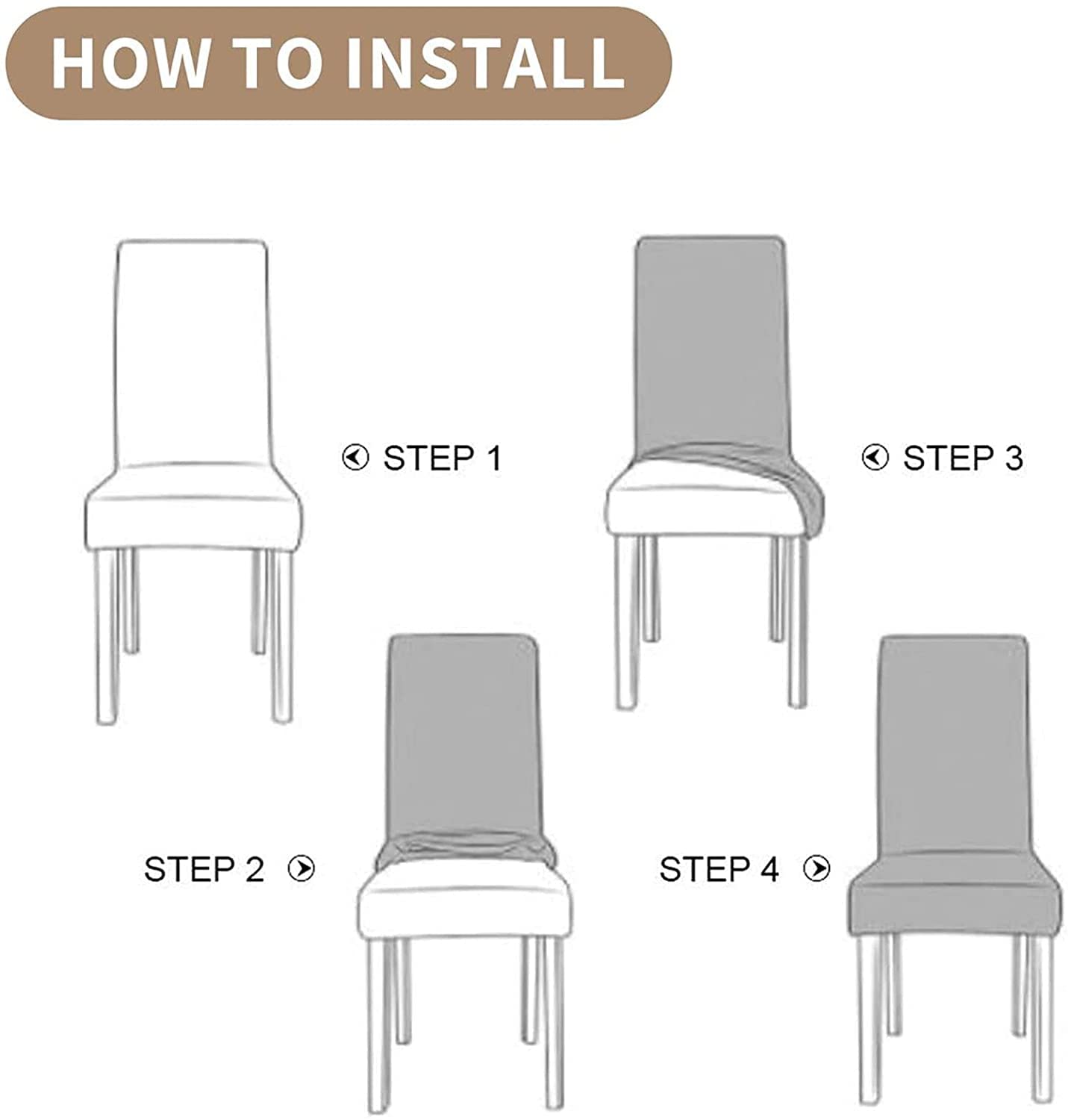 Stretch Velvet Dining Chair Covers - Set of 4, Washable Navy Slipcovers for Home & Restaurant Use