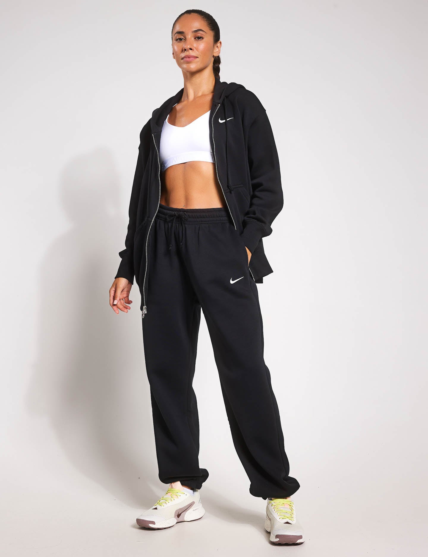 Phoenix Fleece Oversized Hoodie for Women & Men - Soft & Comfortable Sportswear in Black/Sail - Perfect for Gym, Running, and Casual Wear