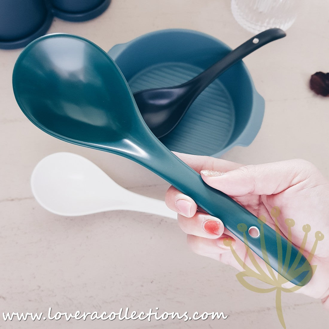 Premium Kalours Rice Scoops, Soup Spoons & Soup Ladles Set - 3-Piece Stainless Steel Kitchen Utensils for Serving, Cooking & Meal Prep - Perfect for Restaurants, Catering & Home Dining