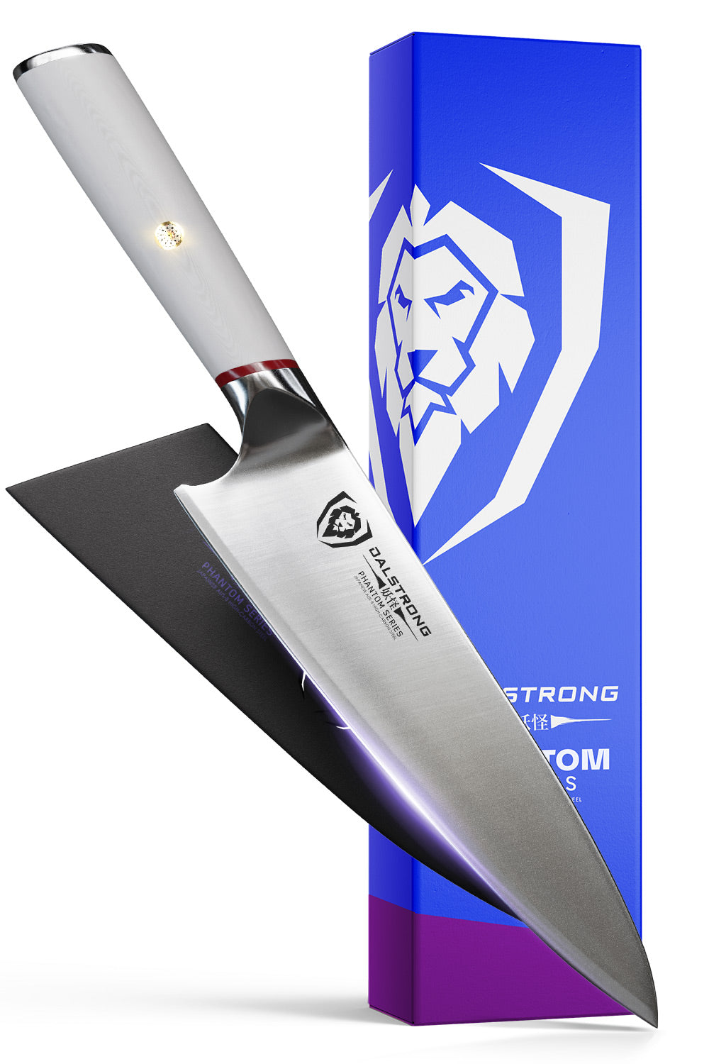 Dalstrong Phantom Series 8-Inch Chef's Knife with White G10 Handle - Professional Kitchen Knife for Precise Chopping, Slicing & Dicing - Perfect for Home Cooks & Professional Chefs