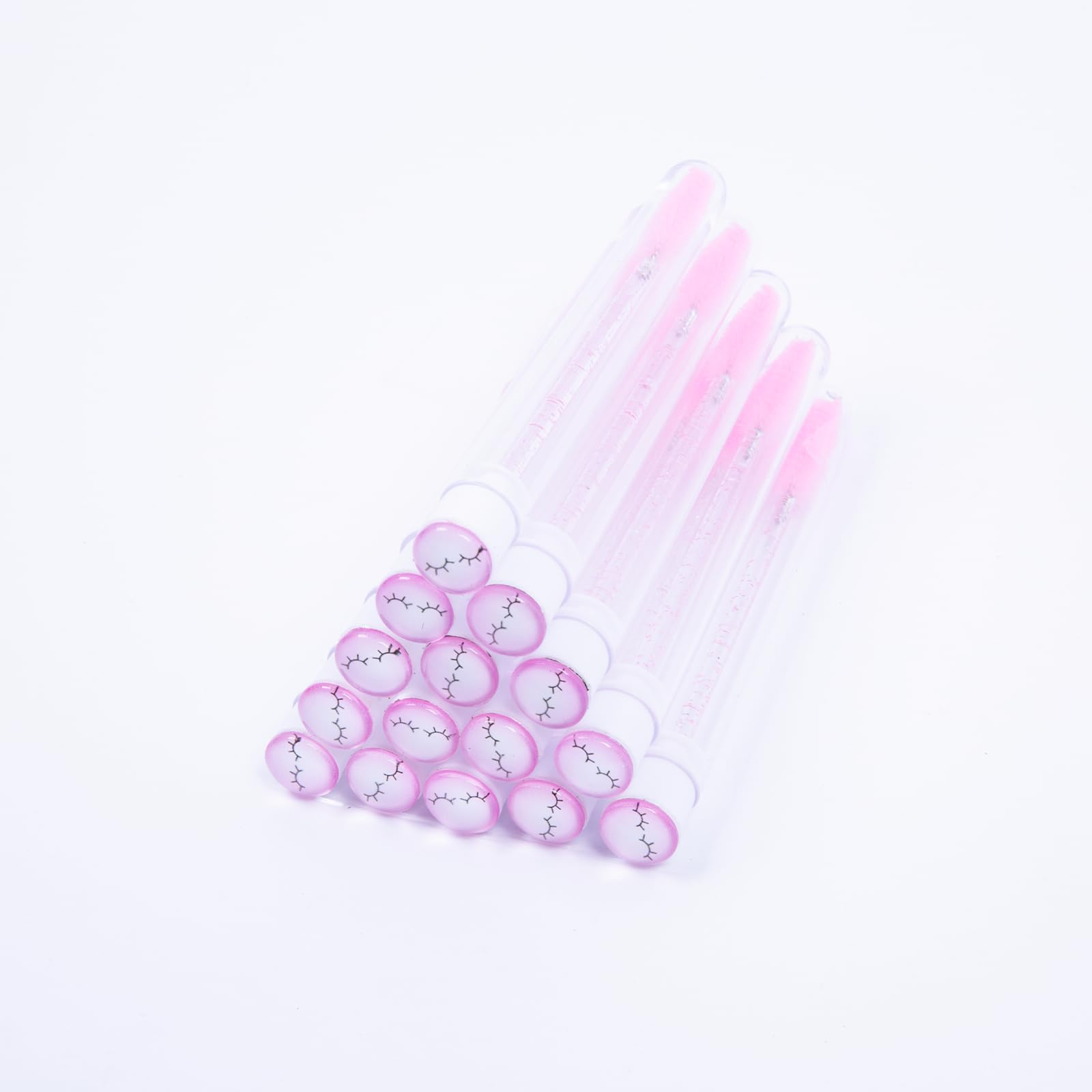 20 Pcs Disposable Eyelash Brushes - Professional Lash Extension Spoolie Wands for Makeup Artists, Mascara Application & Eyelash Cleaning - Sanitary Diamond Tube Brushes for Salon & Home Use (Cute Pink)