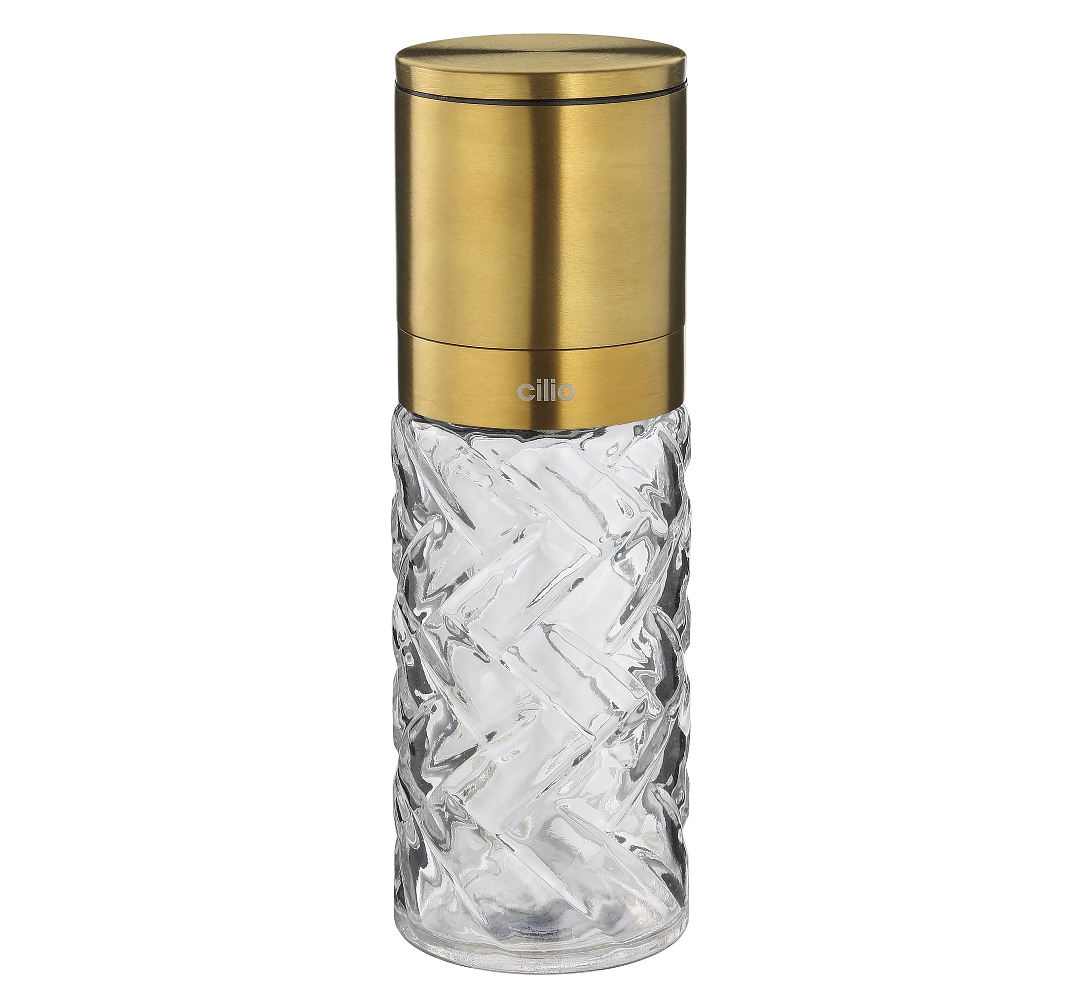 Premium Glass & Stainless Steel Salt and Pepper Grinder Set - 2 Pack, 6.7 Inch Height, Elegant Gold Finish - Perfect for Kitchen, Dining Table & Gourmet Cooking