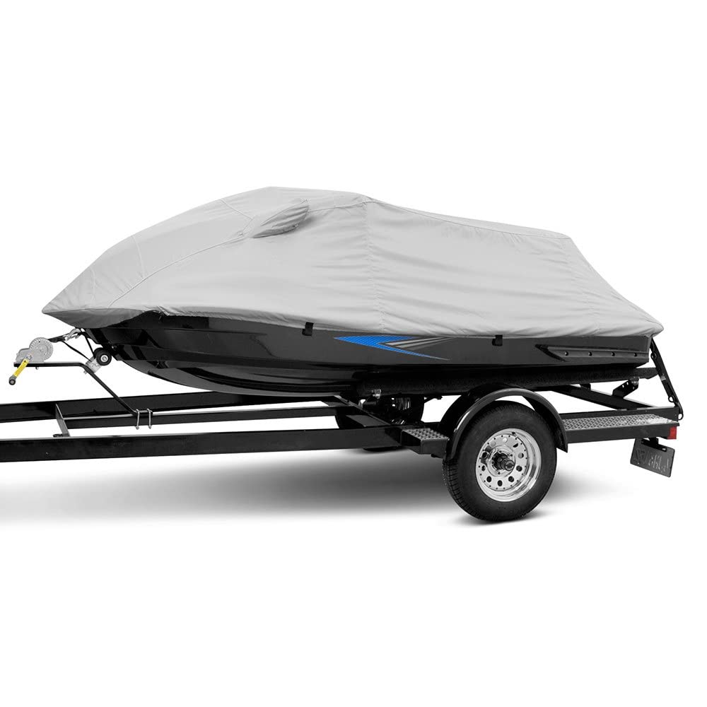 Custom Fit Personal Watercraft Cover - Universal Gray Waterproof Boat Cover for Jet Skis & Sea-Doos | All-Weather Protection for Outdoor Storage & Transport