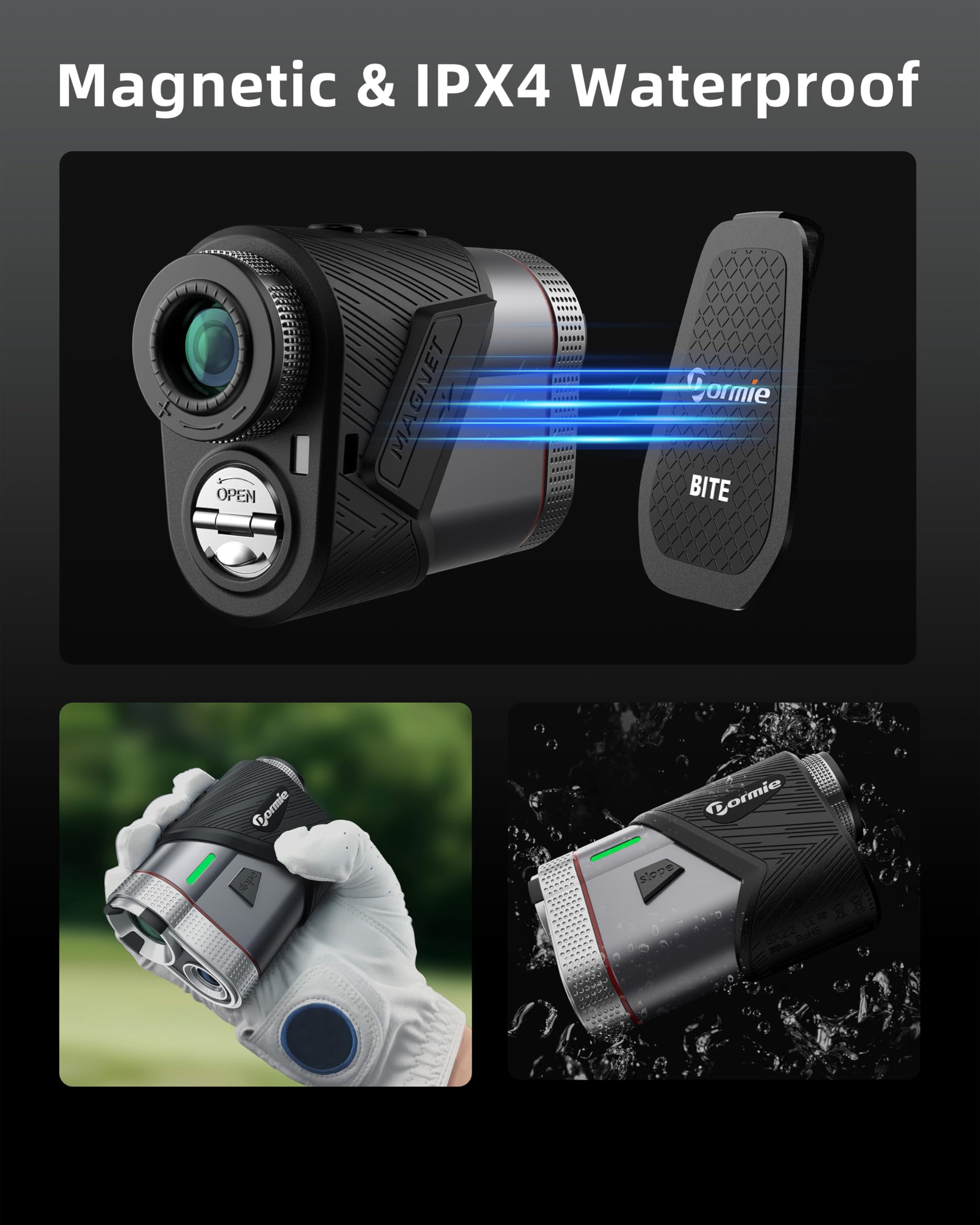 Premium Golf Rangefinder with Slope - 800 Yard Laser Distance Finder | Aluminum Alloy Body | Flag Lock & Vibration | Slope Compensation | 6X Magnification | Magnetic Mount | T100 Black | Perfect for Tournament Play & Practice Rounds