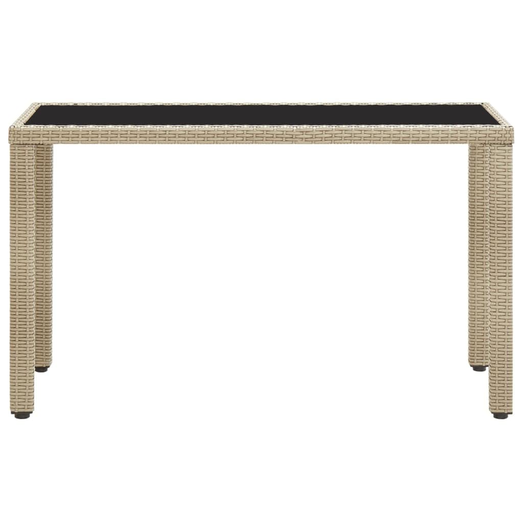 Premium Poly Rattan Patio Dining Table with Tempered Glass Top - 48.4