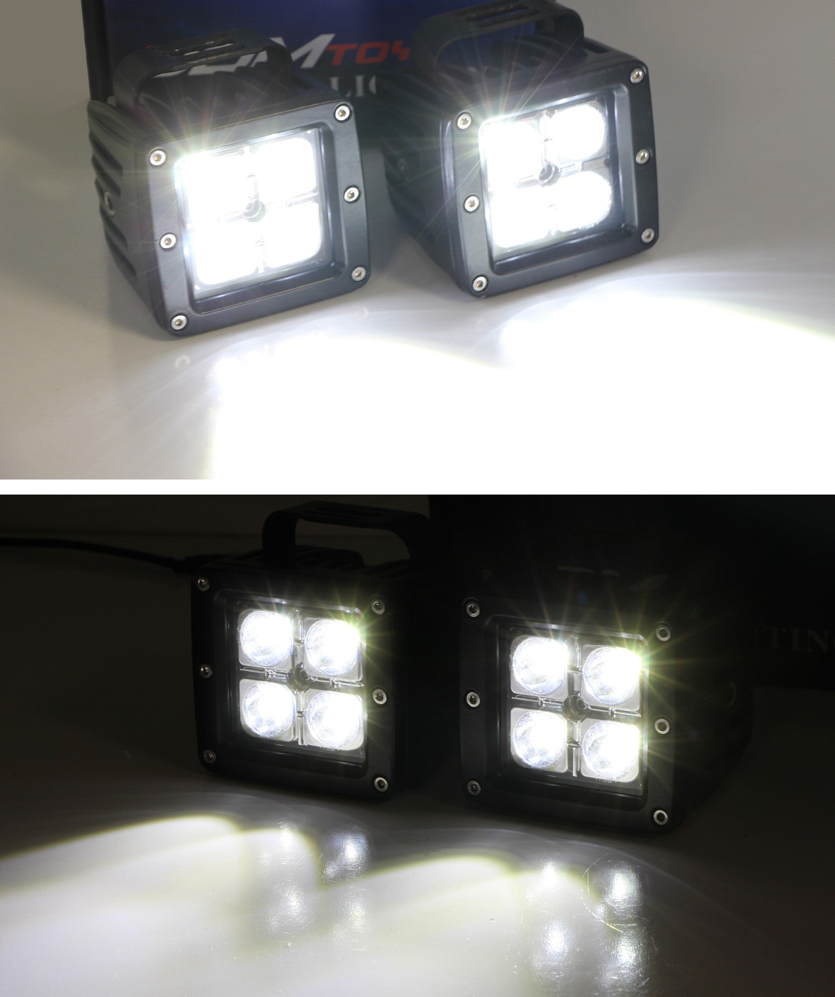 40W LED Ditch Light Kit with Hood Edge Mount Bracket & Relay for Toyota 4Runner (1990-1995) - Off-Road Adventure, Night Driving, Camping Lighting