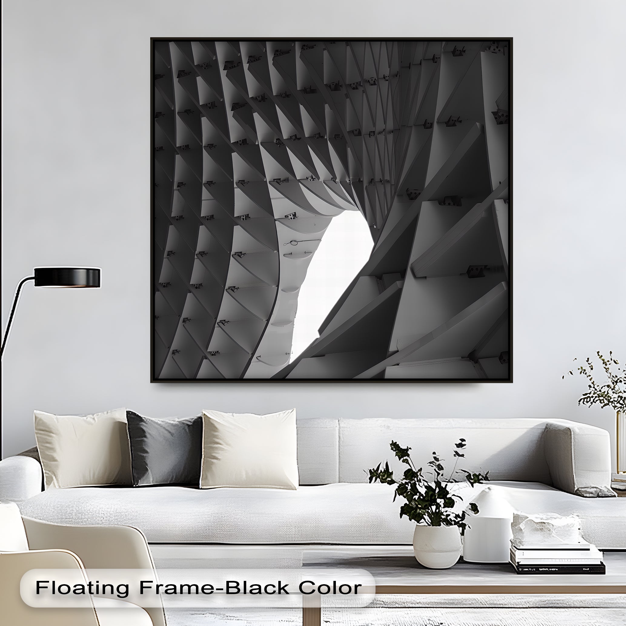 Abstract Structural Canvas Wall Art - Modern Geometric Home Decor for Living Room, Bedroom & Office | Framed Architectural Design Print
