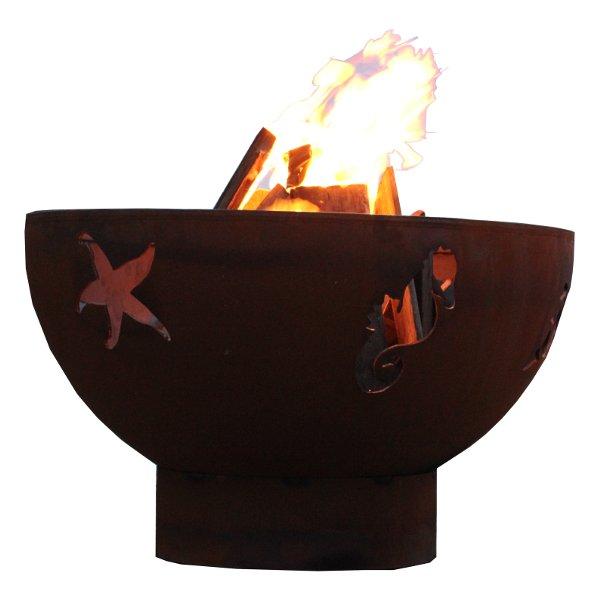 Sea Creatures Fire Pit - Outdoor Fireplace for Backyard, Patio & Beach - Decorative Metal Fire Pit Bowl with Ocean-Themed Designs - Perfect for Camping, Bonfires & Coastal Decor