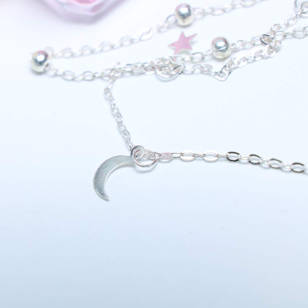Yienate Double-Layer Moon and Star Necklace for Women & Teens - Elegant Simple Charm Pendant Jewelry Gift for Girls, Perfect for Everyday Wear, Parties & Special Occasions
